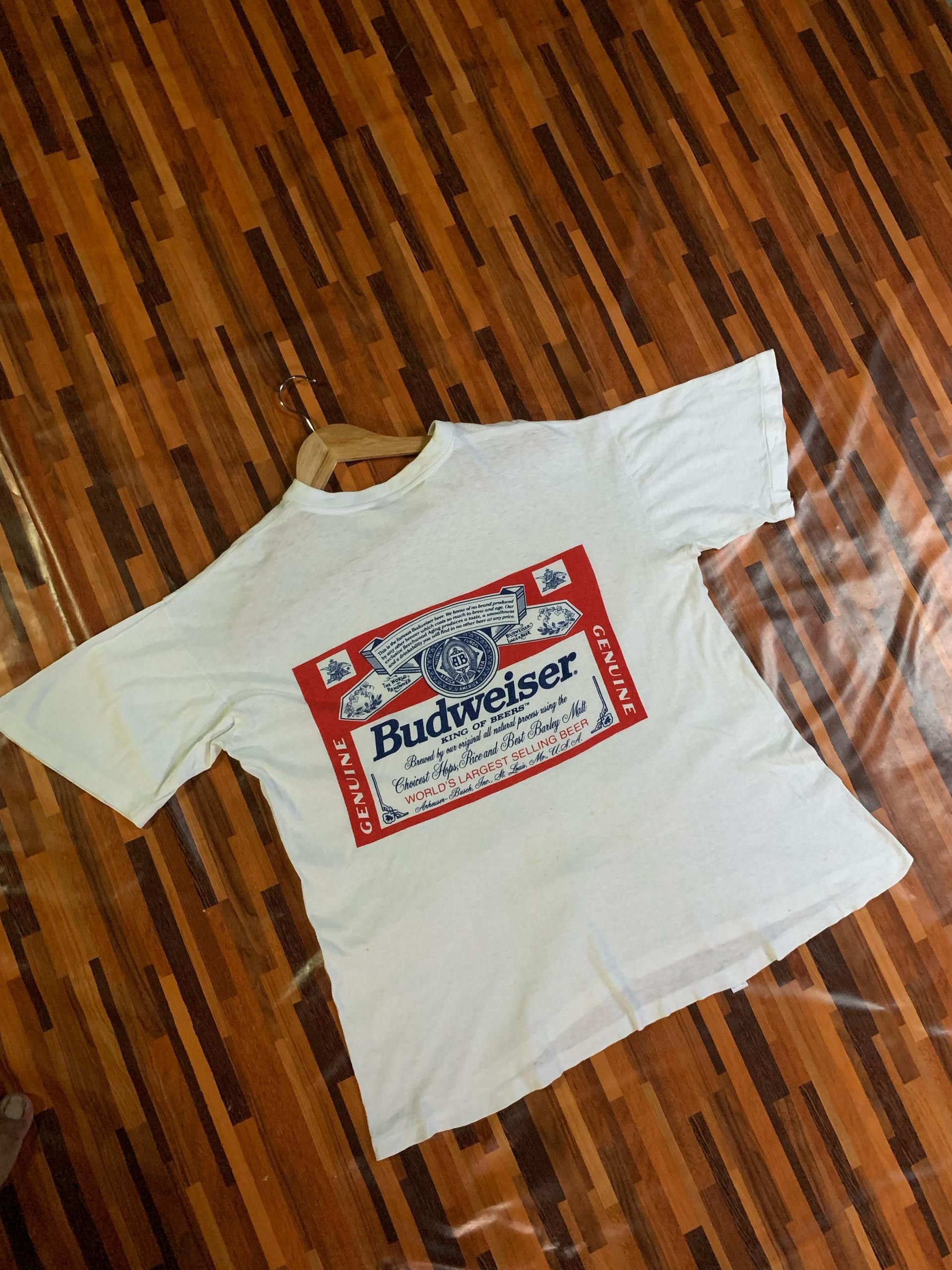 Vintage SINGLE STICH Vintage Spellout Budweiser King Of Beers Size US L / EU 52-54 / 3 - 1 Thumbnail