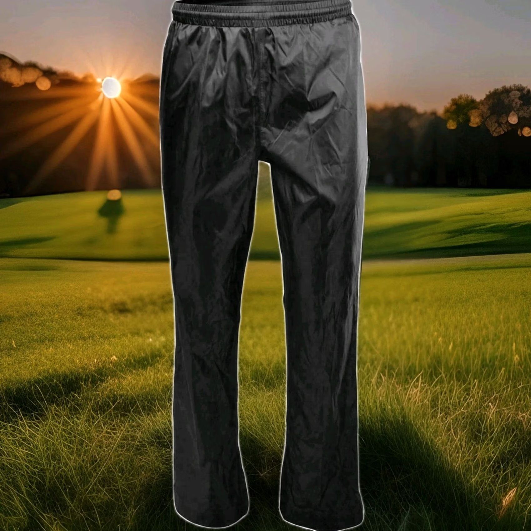 Vintage Sun Mountain Black Waterproof Golf Hiking Camp Packable Rain Pants Mens Large XL Size US 33 - 2 Thumbnail
