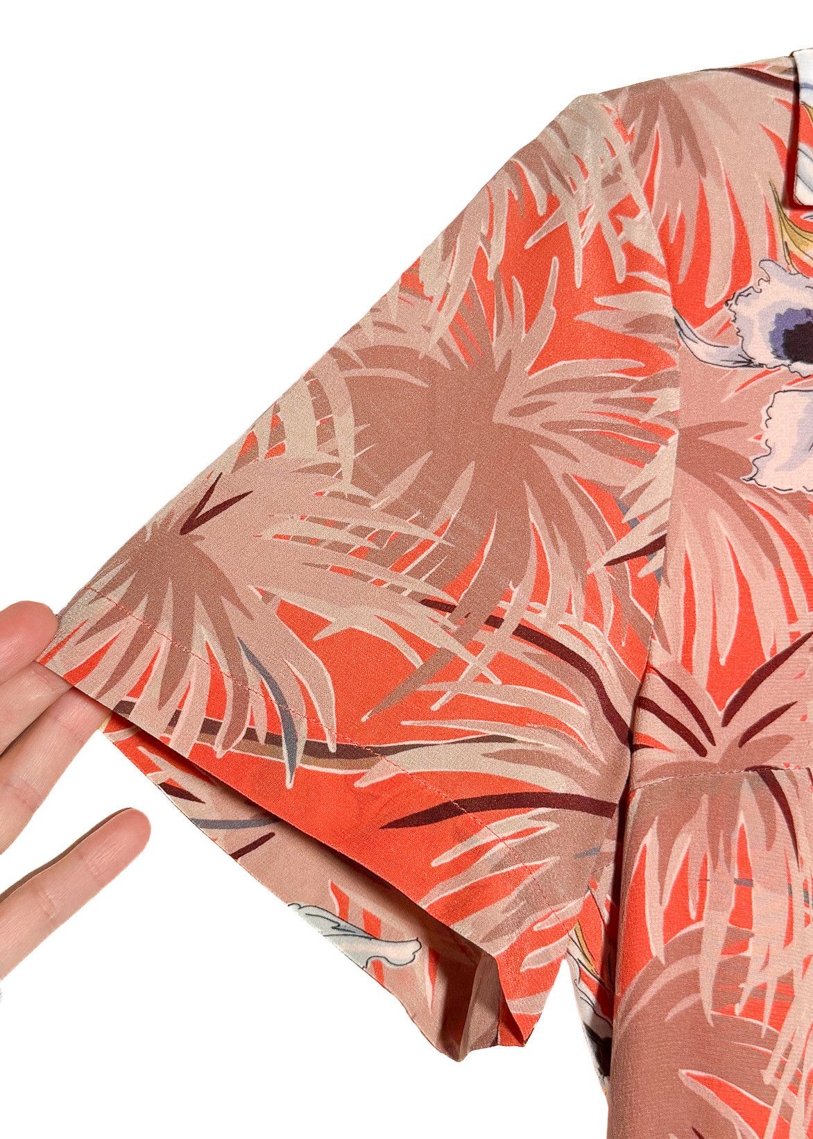 Valentino Valentino Orange Hawaiian Floral Short Sleeves Dress Size S / US 4 / IT 40 - 6 Thumbnail