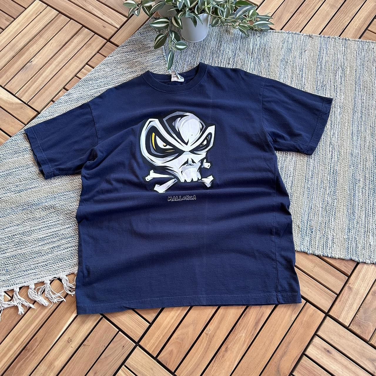 Designer Vintage Y2K Surfcore Mallorca Skull Head Printed T-shirt Size US XL / EU 56 / 4 - 1 Thumbnail