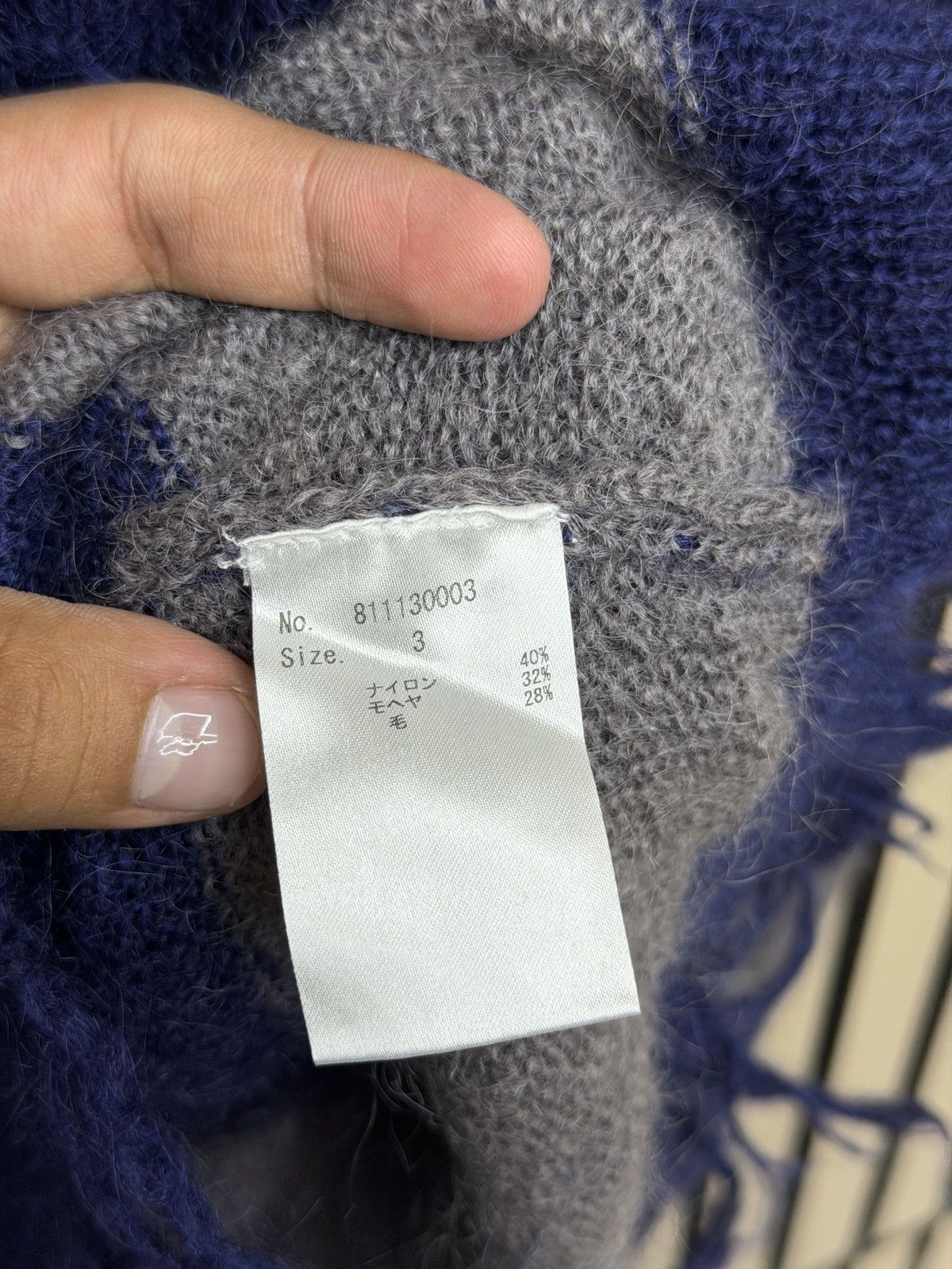 Number (N)ine Number (N)ine Mohair Striped Damaged Knit Size US L / EU 52-54 / 3 - 6 Thumbnail