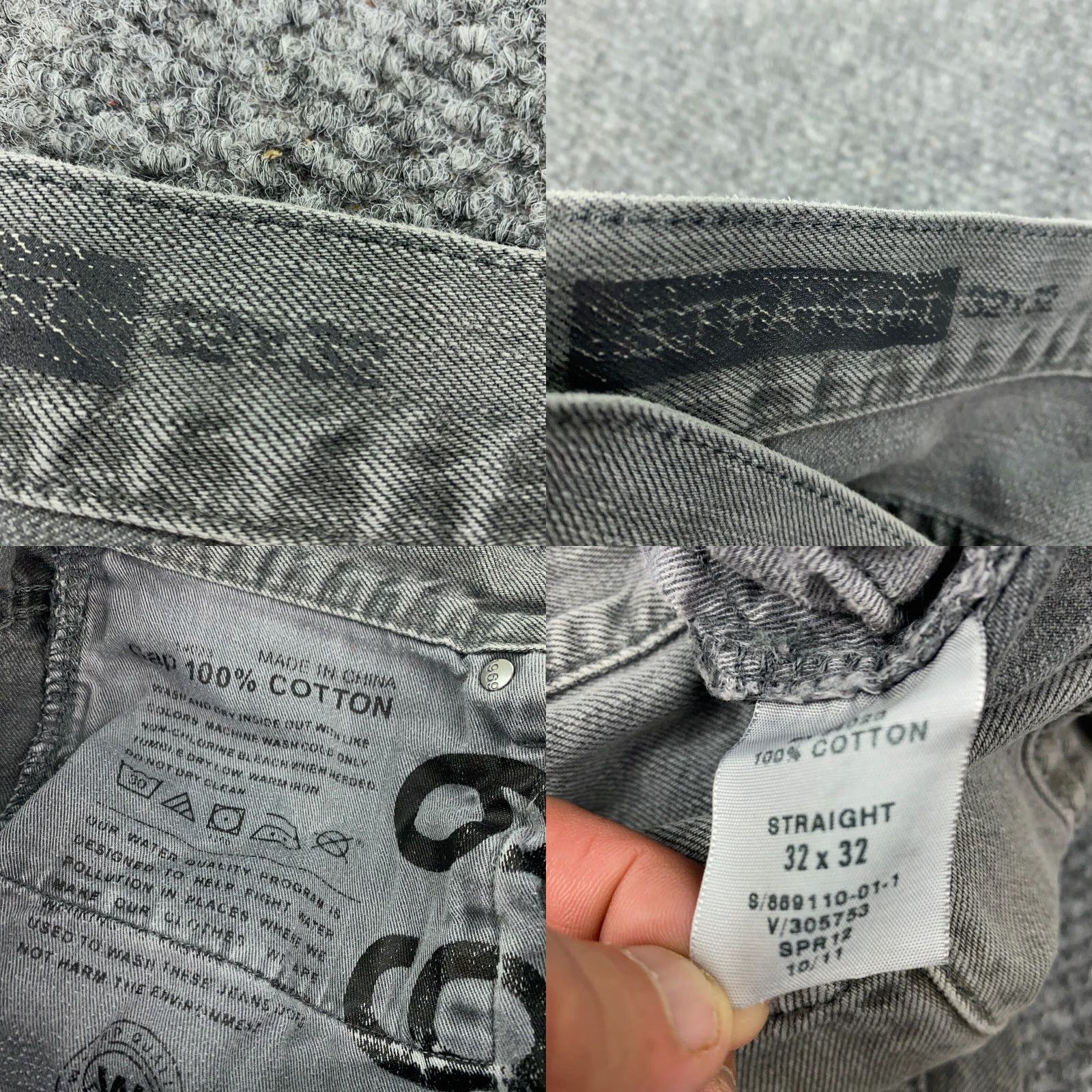 Gap GAP 1969 Jeans Mens 32x32 Gray Denim Straight Distressed Size US 32 / EU 48 - 9 Thumbnail