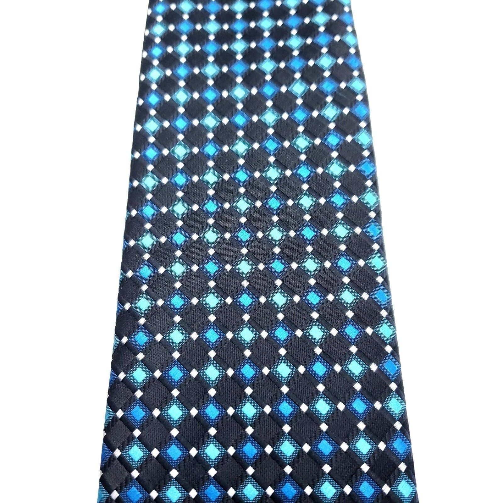 Alexander Julian Alexander Julian Colours Silk Tie Woven Black Teal Geometric Size ONE SIZE - 2 Thumbnail