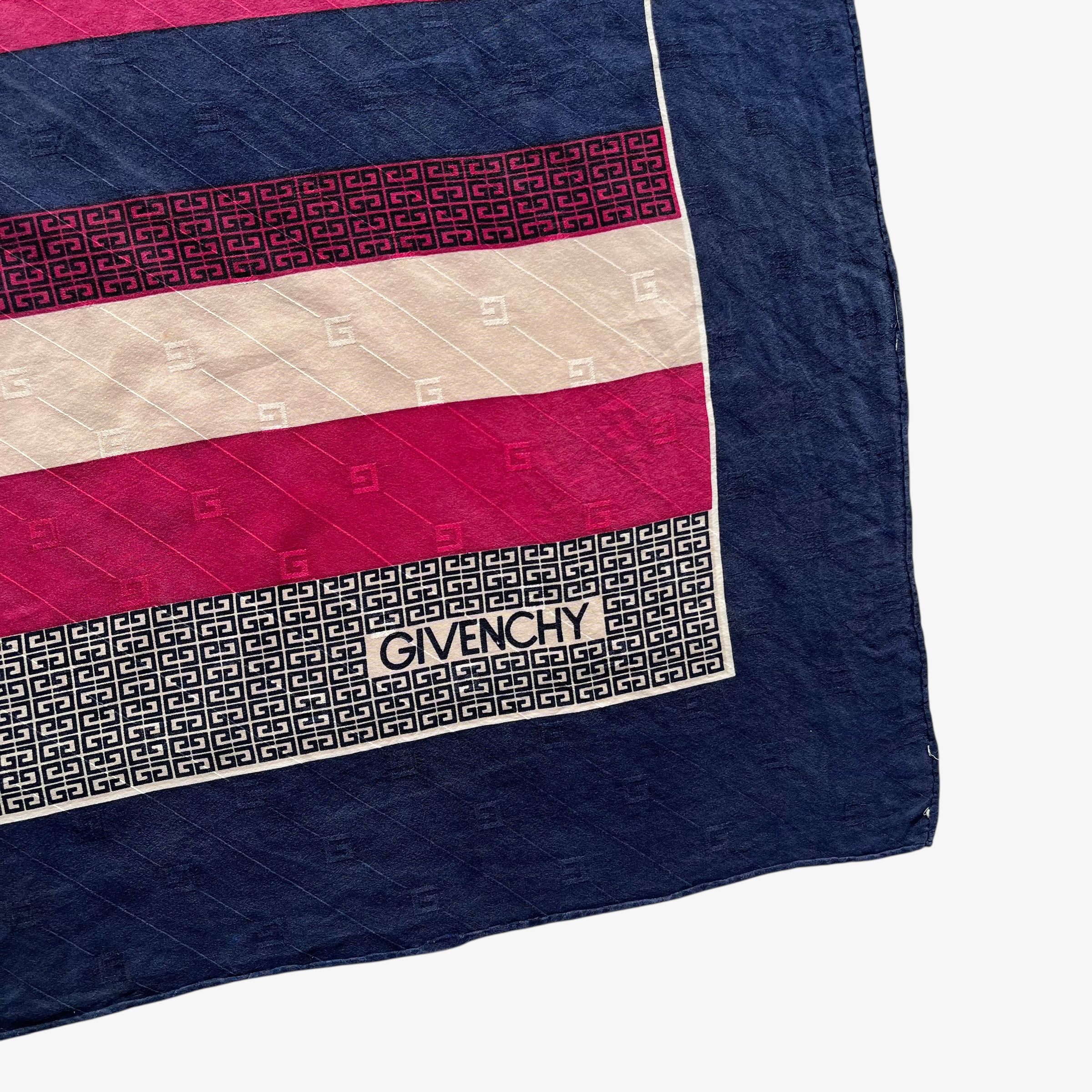 Givenchy Vintage 80s Givenchy G Monogram Striped Print Silk Scarf Size ONE SIZE - 2 Thumbnail