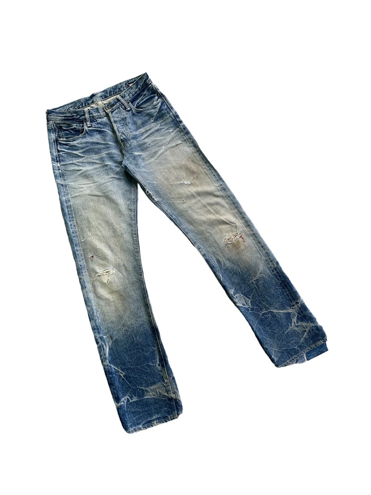 If Six Was Nine × KURO × Le Grande Bleu (L.G.B.) Vintage Kuro Selvedge Mud Wash Distress Jeans Size US 29 - 7 Thumbnail