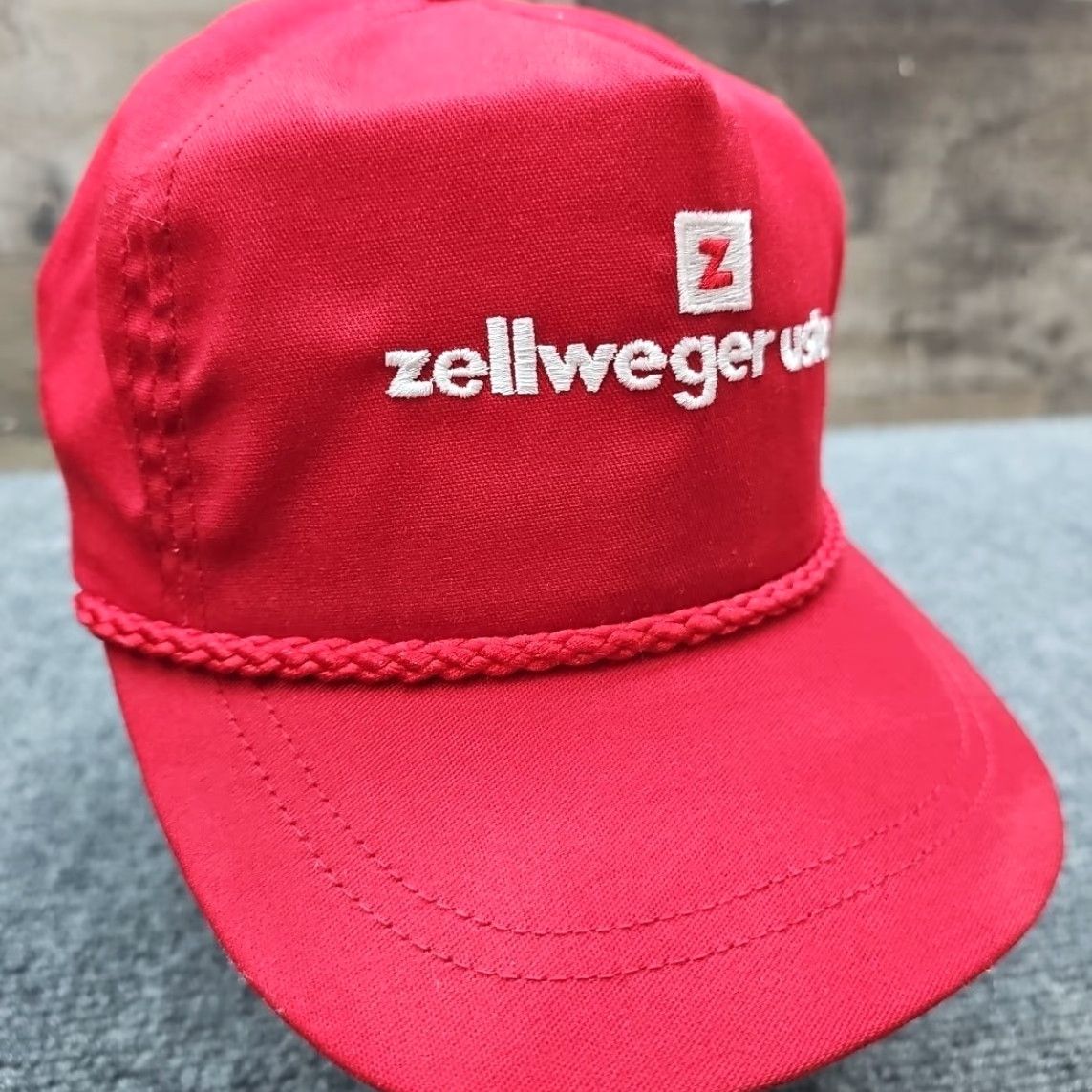 Roper VINTAGE Hat USA Red Zellweger Uster Cap One Size Men Adjustable Thick Rope Bill Green under Brim Size ONE SIZE - 5 Thumbnail