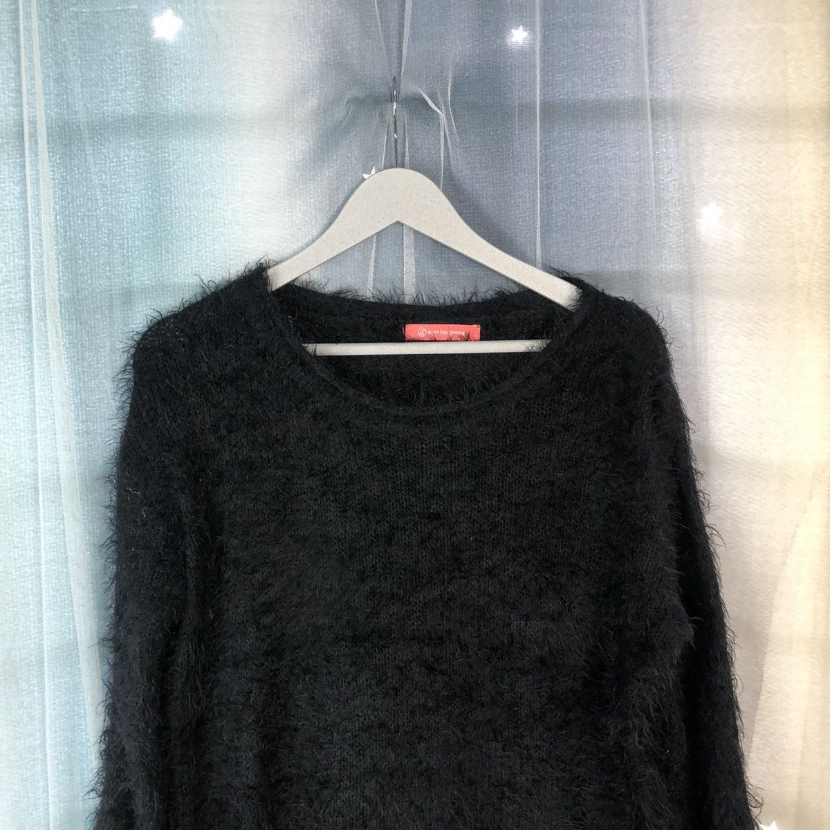 Aran Isles Knitwear × Homespun Knitwear × Japanese Brand Goodday Young Black Mohair Knitwear #920 Size L / US 10 / IT 46 - 2 Thumbnail