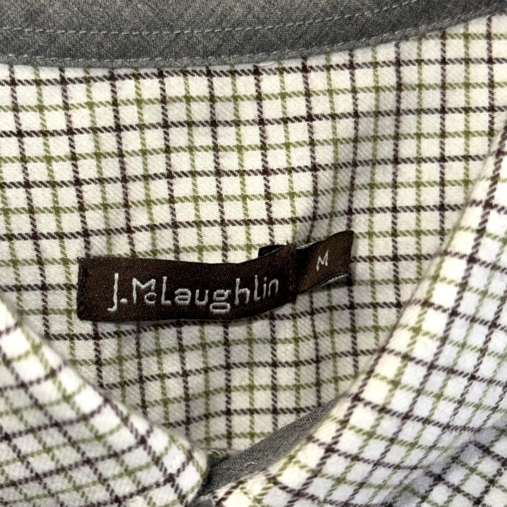J.McLaughlin J. McLaughlin Shirt Mens Medium White Green Check Button-Down Cotton Casual Size US M / EU 48-50 / 2 - 6 Thumbnail