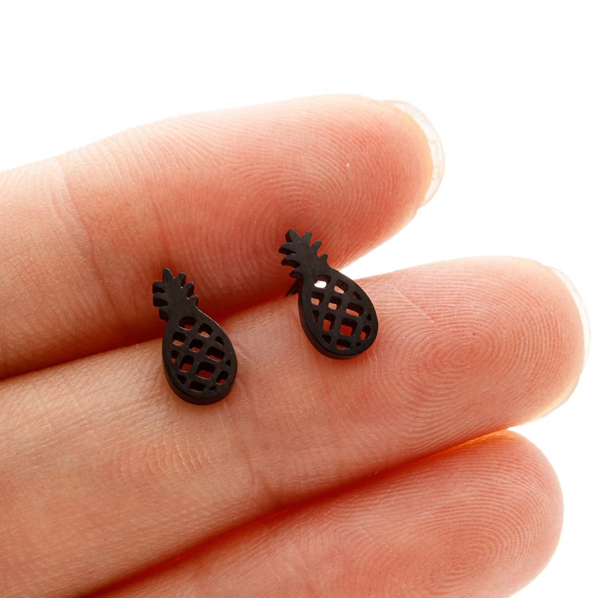 Jewelry Mini Pineapple Stud Earrings Charm Earring Gift Size ONE SIZE - 1 Preview