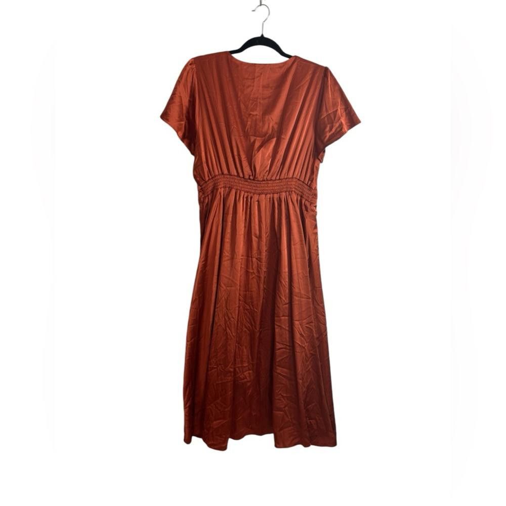Designer Baltic Born l Poppy Satin Midi Dress XL Burnt Orange Rust Size XL / US 12-14 / IT 48-50 - 4 Thumbnail