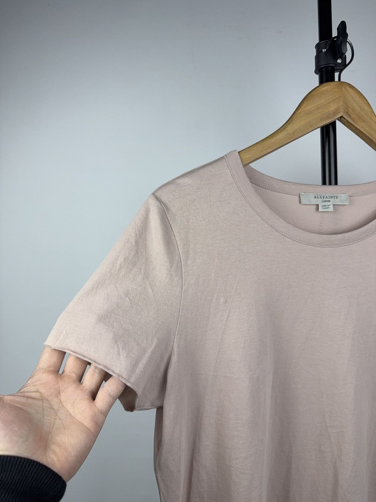 Allsaints Avant Garde Luxury AllSaints Soft Blush Pink Cotton T-Shirt Size L / US 10 / IT 46 - 5 Thumbnail