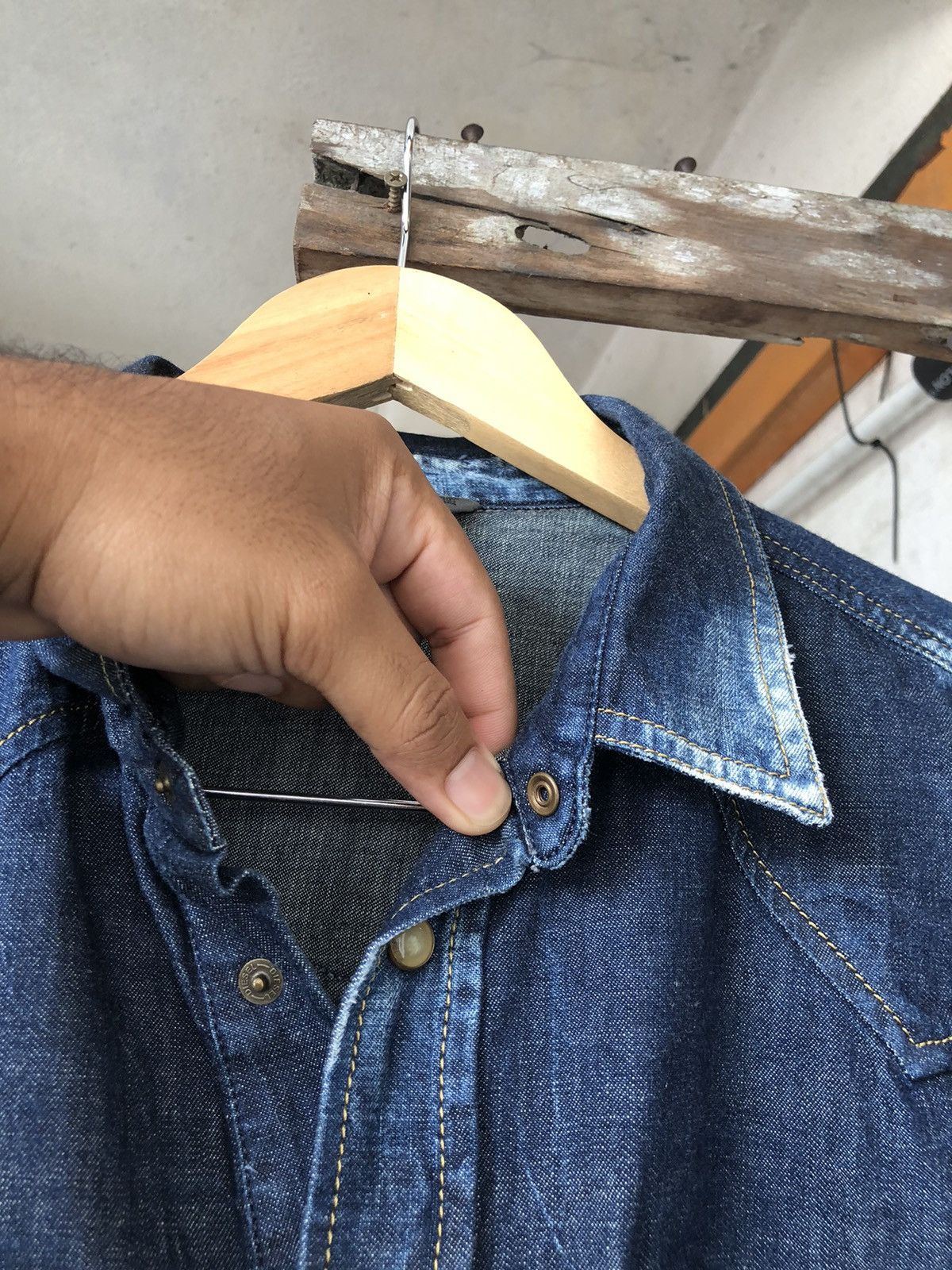 Diesel Rare🔥 Diesel Industries Distressed Punk Western Denim Shirt Size US XL / EU 56 / 4 - 16 Thumbnail