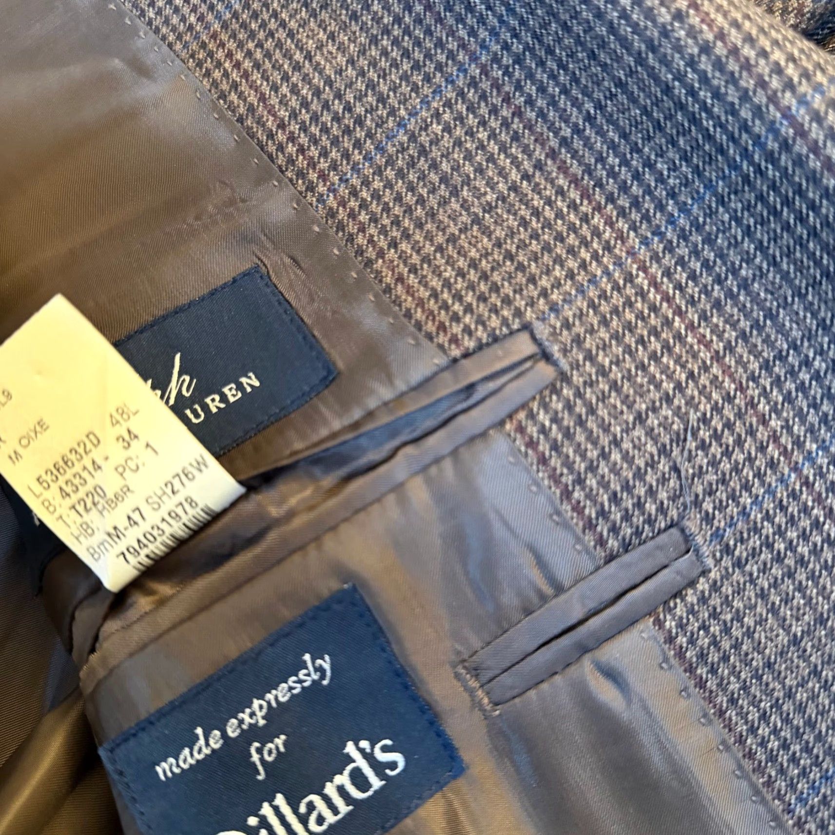 Ralph Lauren Ralph Lauren Mens 48L Brown Wool Houndstooth Windowpane Blazer Size 48R - 5 Thumbnail