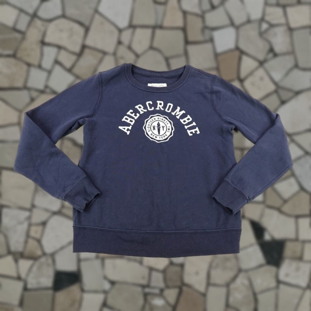 Abercrombie & Fitch Abercrombie & Fitch Sweatshirt Womens Medium Blue Crewneck Pullover Knit Logo 90s Preppy Clothing - M Womens Size M / US 6-8 / IT 42-44 - 1 Thumbnail