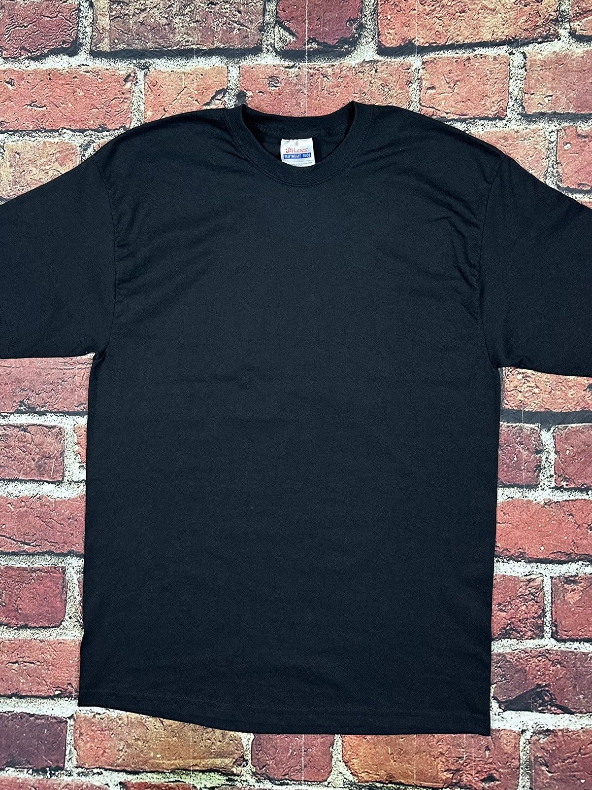 Hanes × Vintage Vintage Hanes Heavyweight 50/50 Black Blank T Shirt Y2K Size US L / EU 52-54 / 3 - 2 Thumbnail