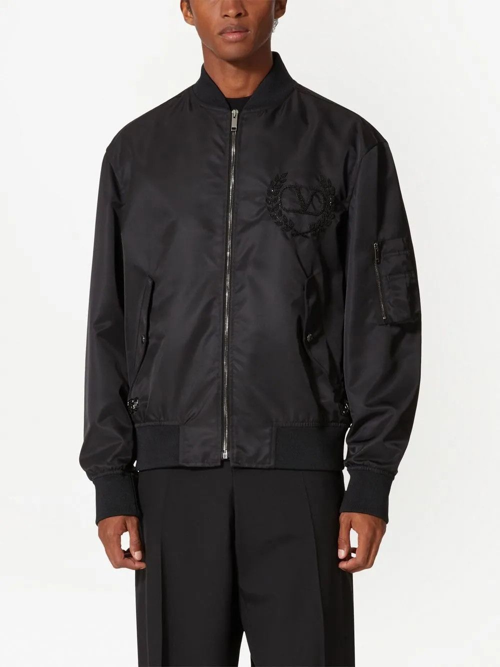 Valentino o1y0525 Logo Bomber Jacket in Black Size US L / EU 52-54 / 3 - 2 Thumbnail