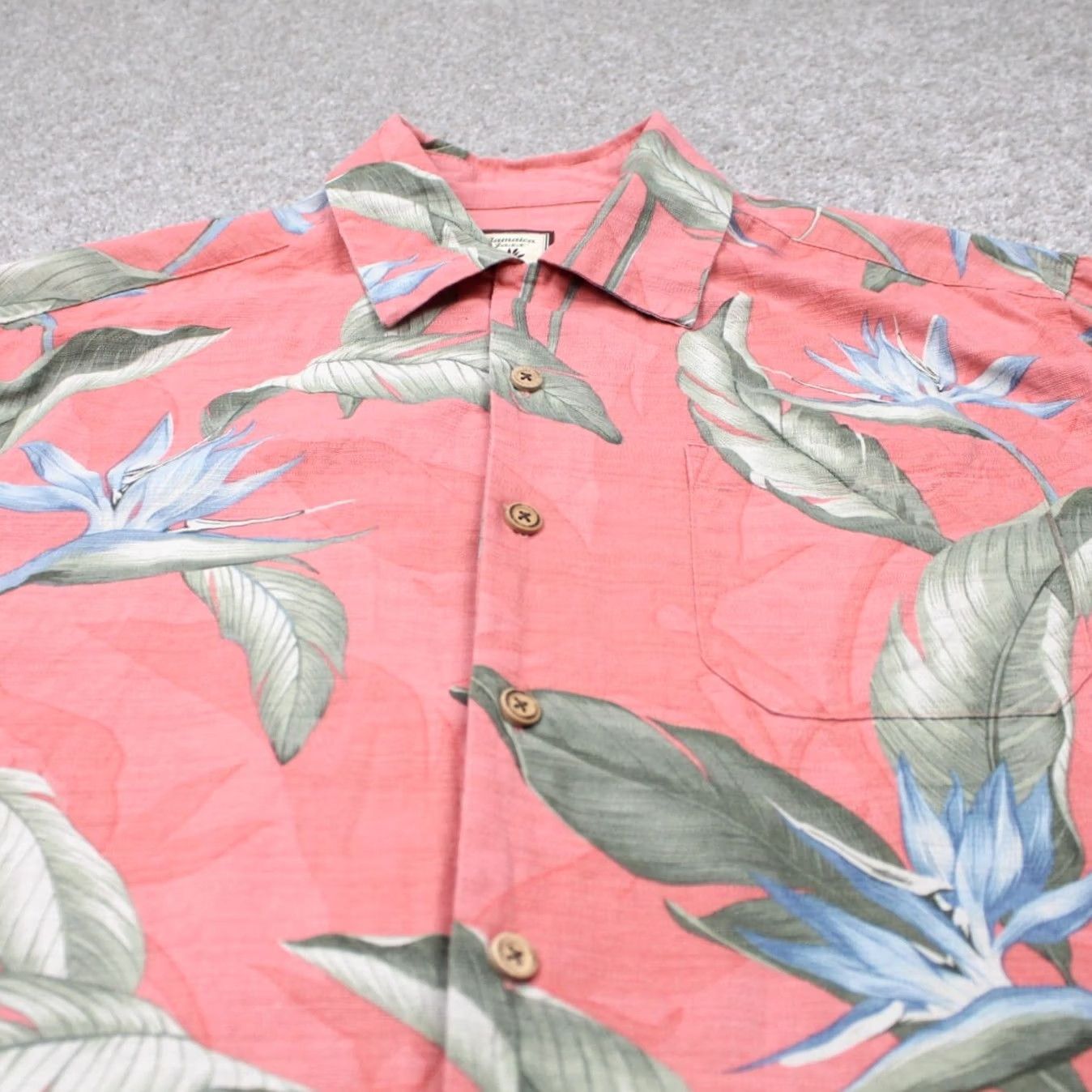 Vintage Jamaica Jaxx Camp Shirt Mens Medium Pink Floral Silk Button-Up Short Sleeve Collar Vintage? No. Size US M / EU 48-50 / 2 - 4 Thumbnail