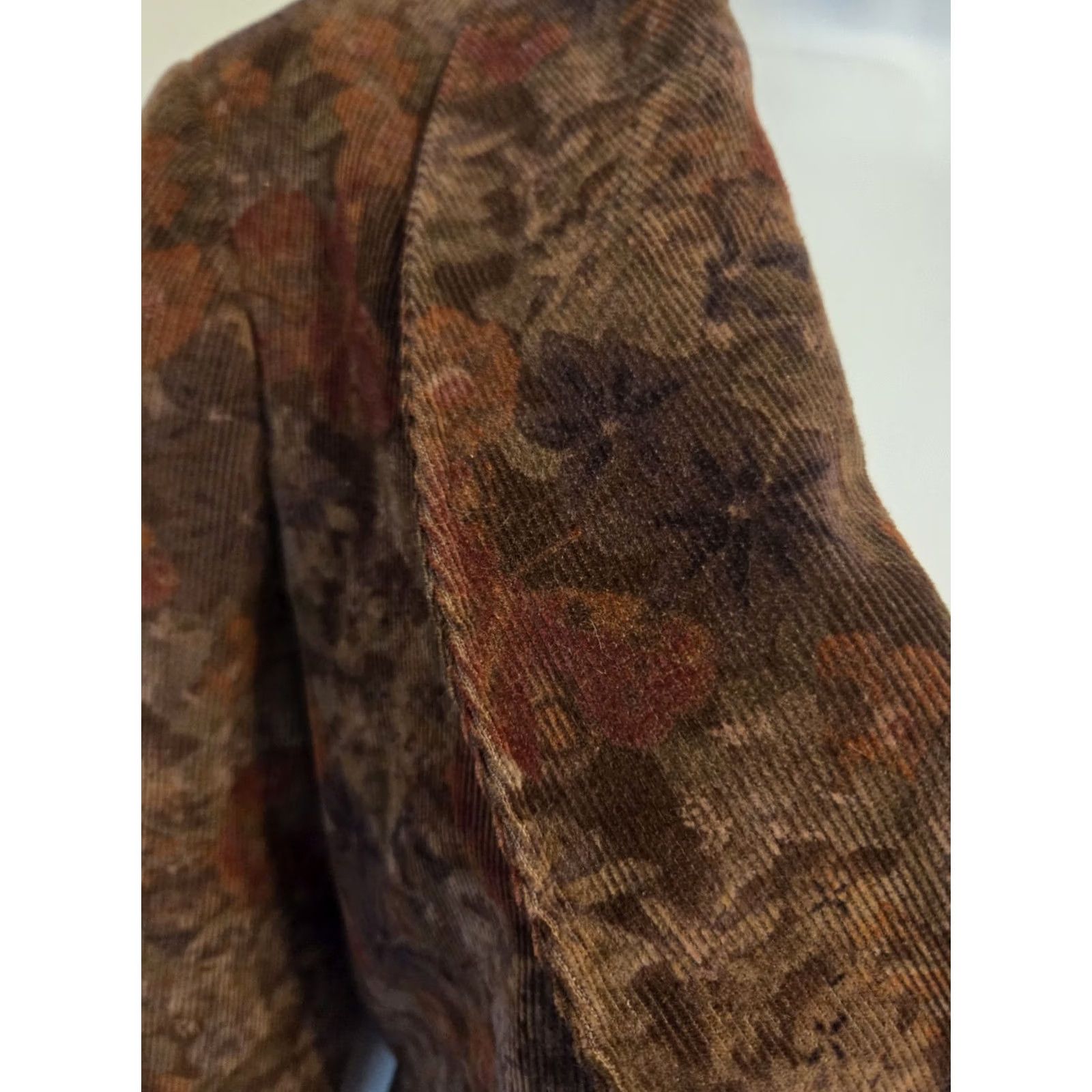 Vintage VINTAGE 70s Floral Corduroy 2 Pc Suit Wrap Skirt Jacket L Size 36" / US 14 / IT 50 - 4 Thumbnail