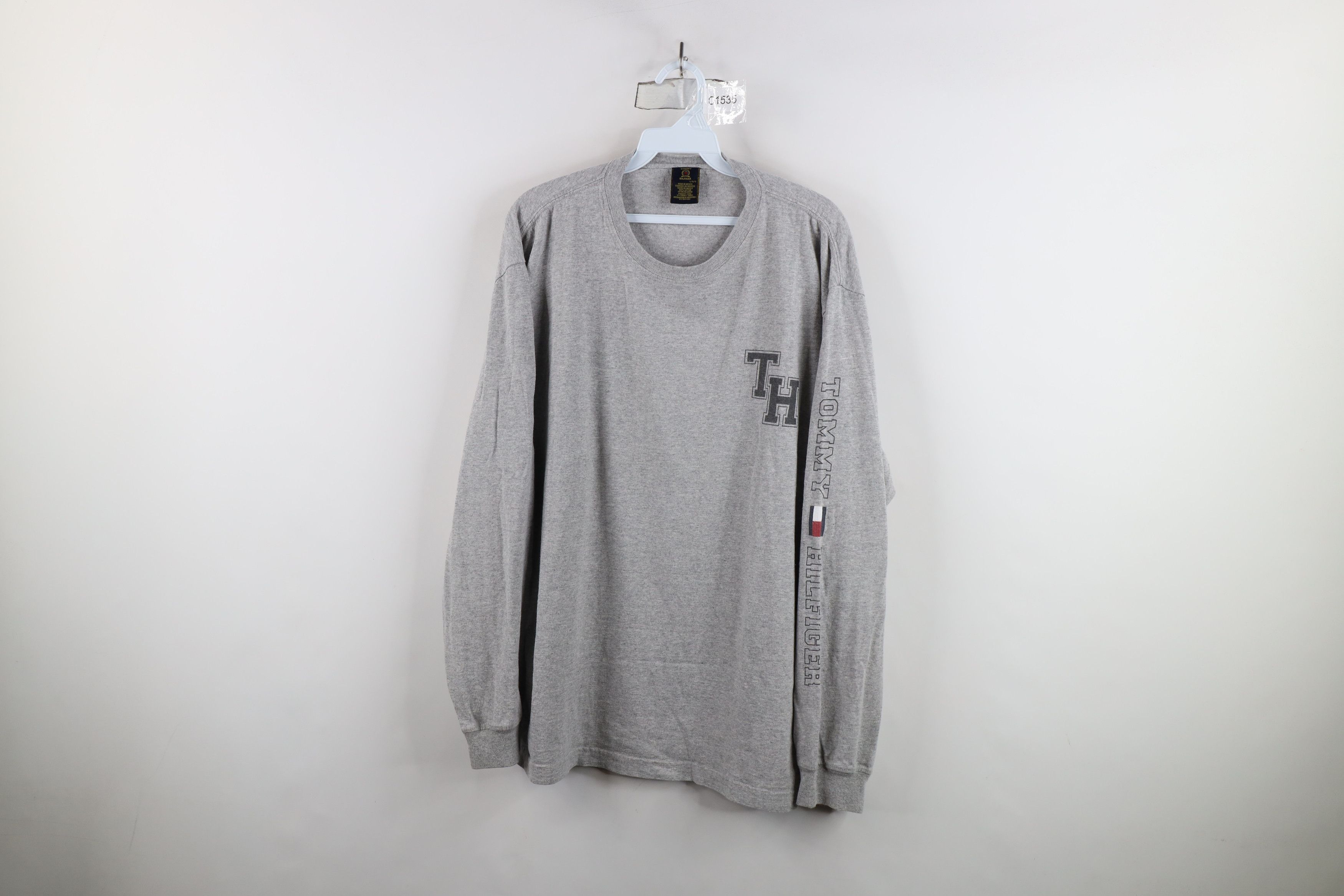 Tommy Hilfiger × Vintage Vintage 90s Tommy Hilfiger Spell Long Sleeve T-Shirt Gray Size US L / EU 52-54 / 3 - 1 Thumbnail