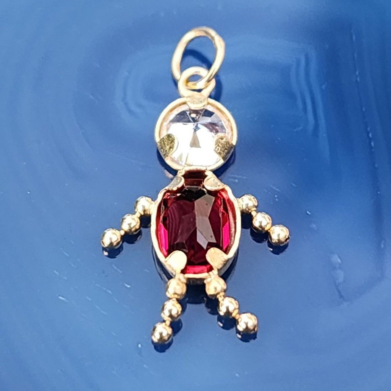 Vintage 14K Yellow Gold Boy Girl Birth Stone Charm Pendant Vintage Size ONE SIZE - 8 Thumbnail