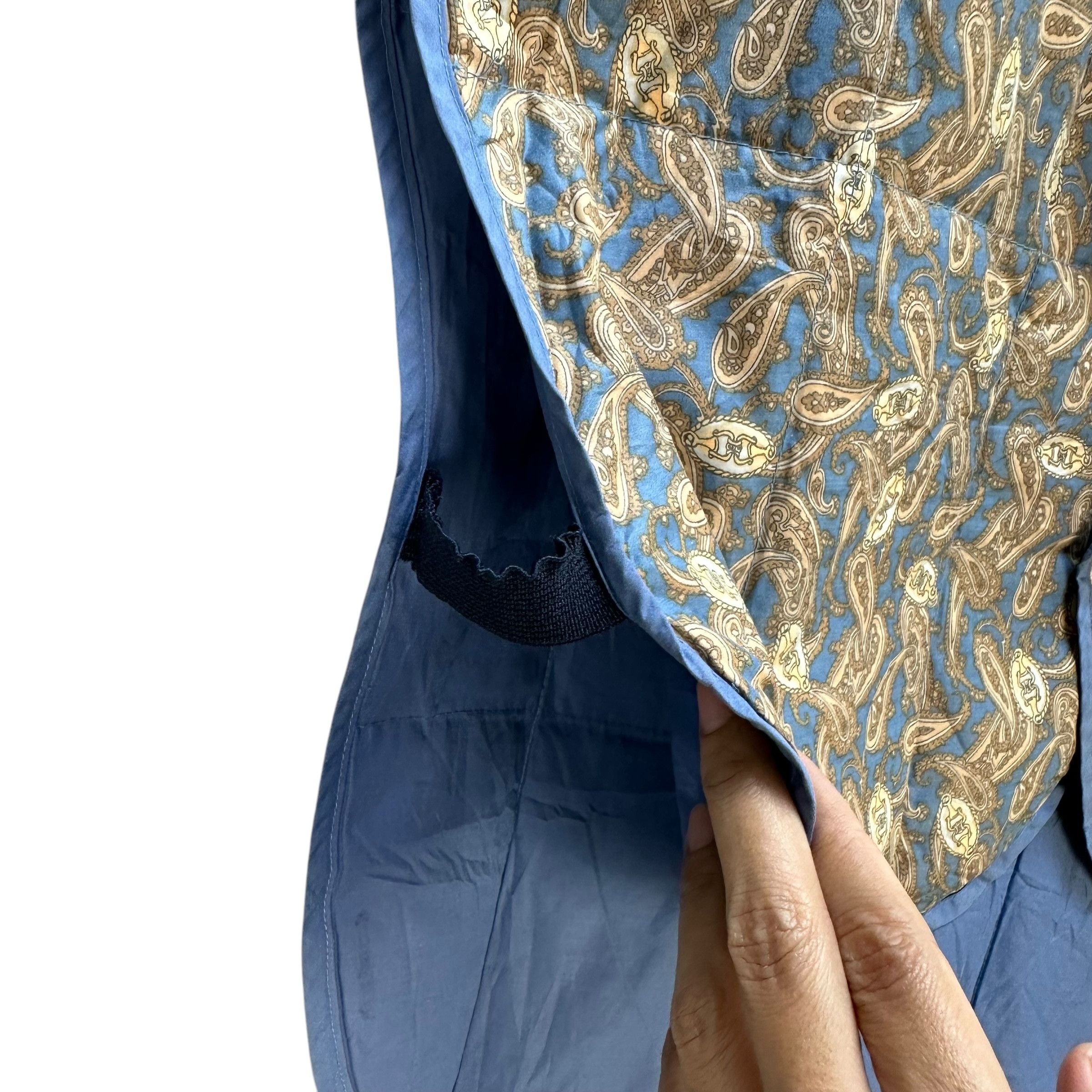 Celine Vintage CELINE Paisley Pattern Down Poncho Vest #A75-1803 Size L / US 10 / IT 46 - 5 Thumbnail
