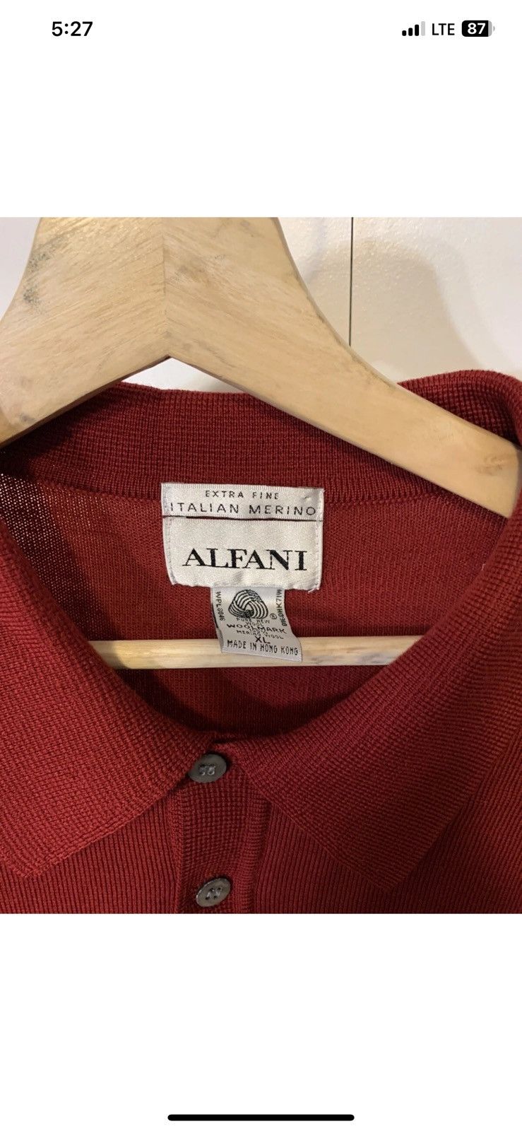 Alfani Alfani mens XL extra fine italian merino wool red sweater Size US XL / EU 56 / 4 - 2 Thumbnail