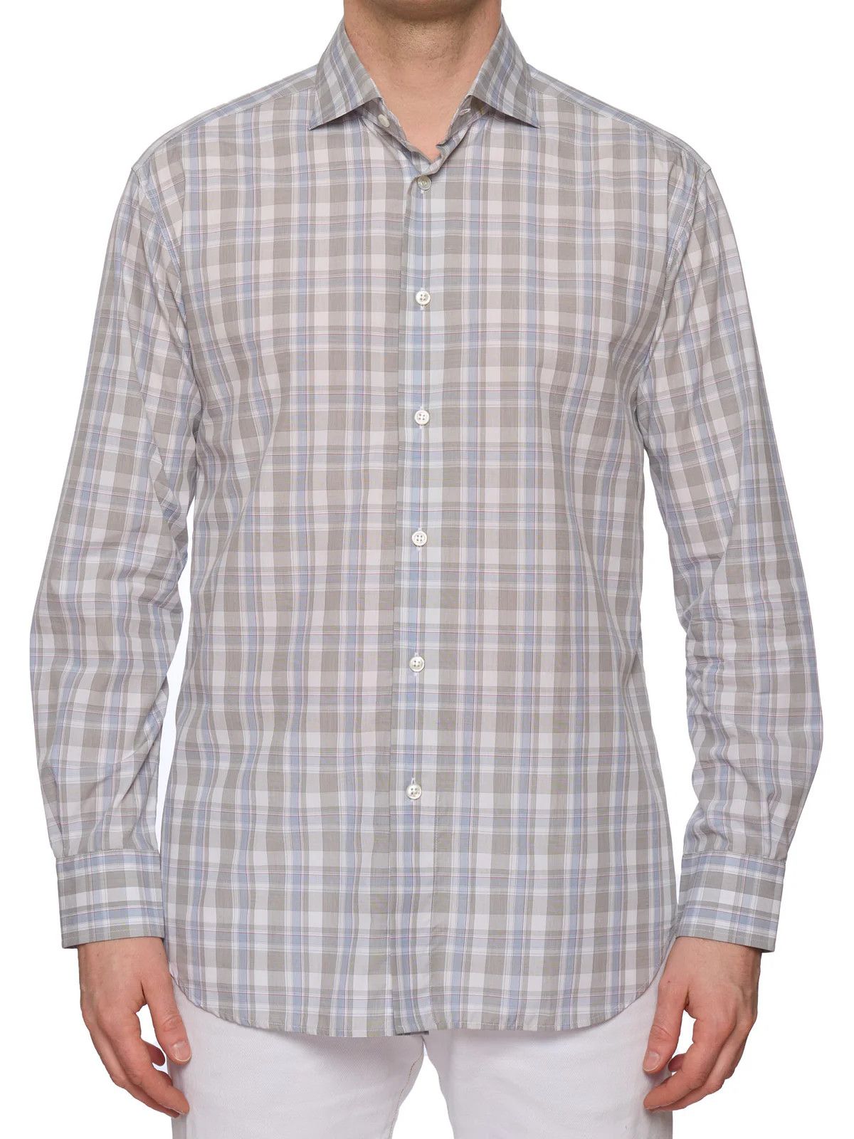 Brioni BRIONI Handmade Gray Plaid Cotton Dress Shirt L Size US L / EU 52-54 / 3 - 1 Thumbnail