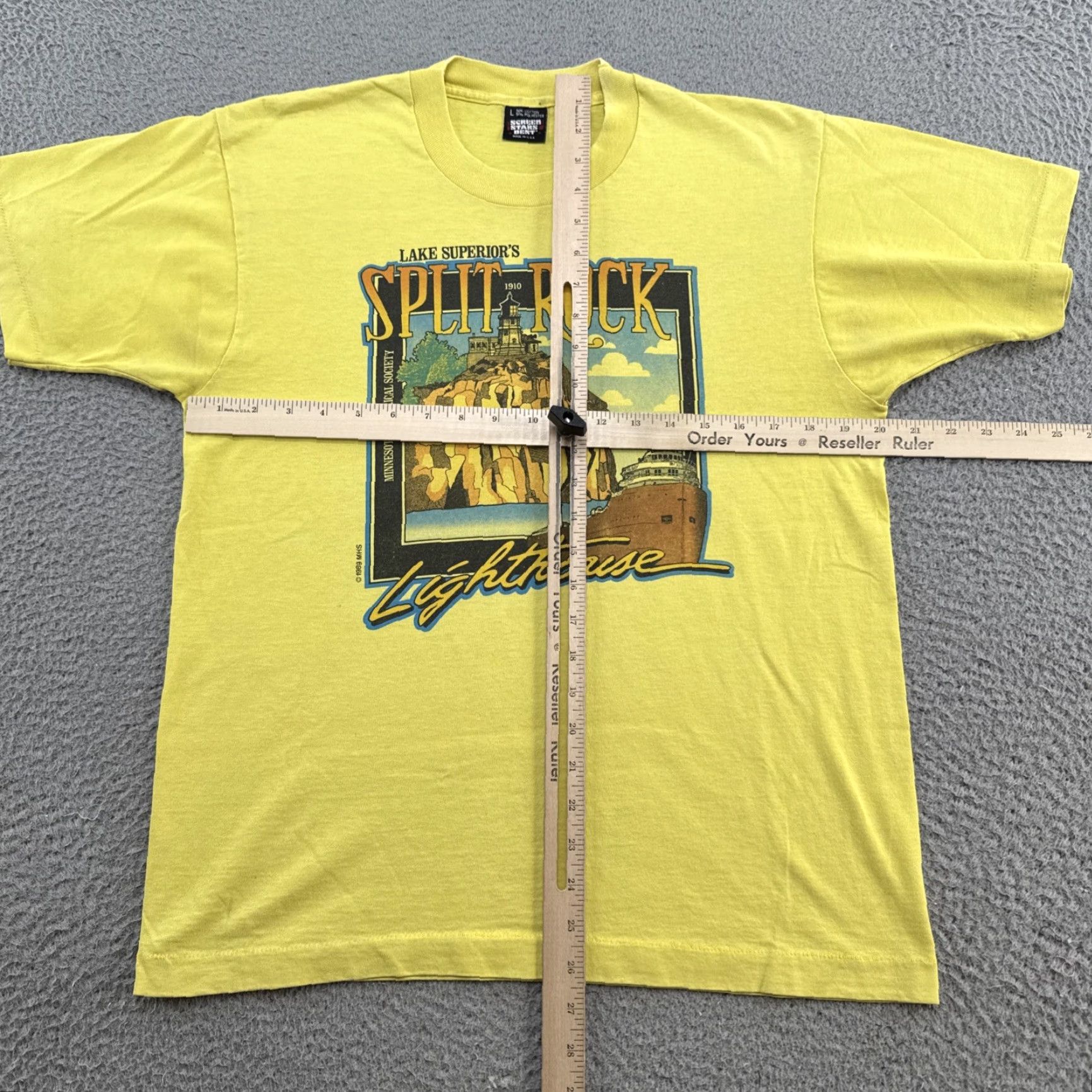 Fruit Of The Loom VINTAGE Fruit of the Loom Shirt Mens L Yellow 90s Single Stitch T-Shirt Size US L / EU 52-54 / 3 - 5 Thumbnail