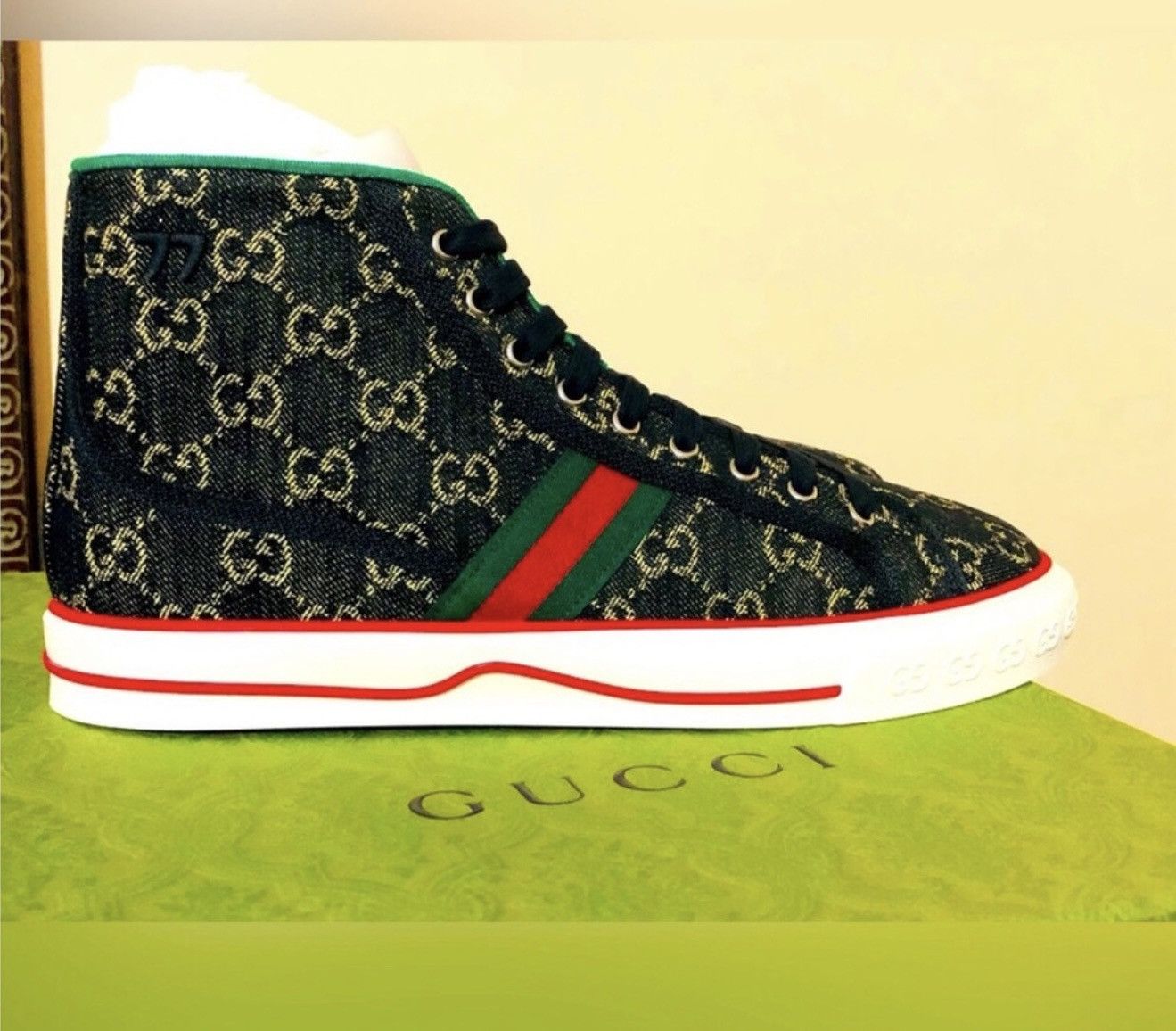 Gucci Gucci Men’s High Top Tennis 1977 Black Mini GG - Size 10 US Size US 10 / EU 43 - 1 Thumbnail
