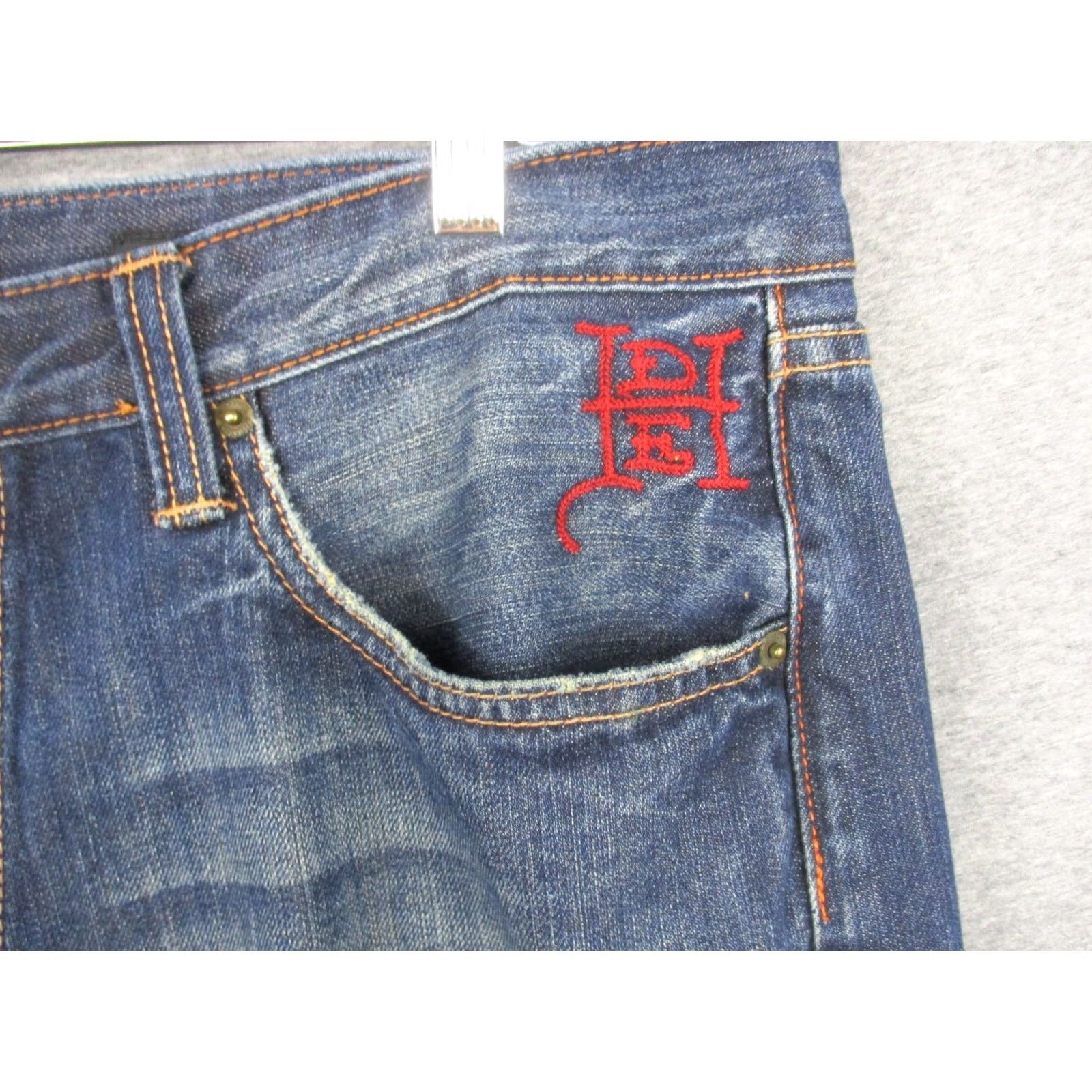 Ed Hardy VINTAGE Ed Hardy by Christian Audigier Jeans 38 Blue Embroidered Love Kills Slowly Mens Size US 38 / EU 54 - 4 Thumbnail