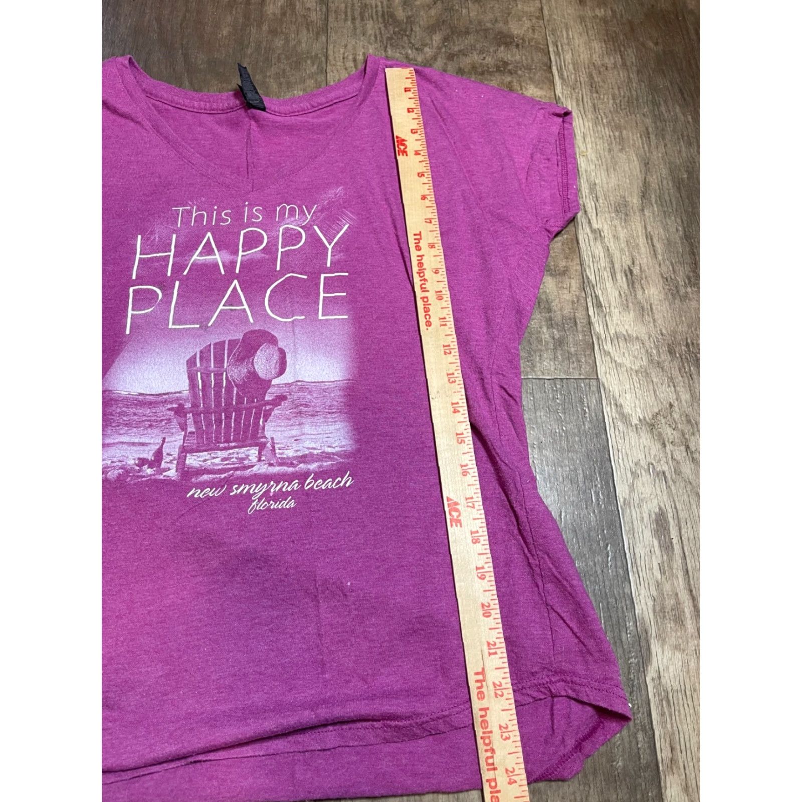 Vintage Beach Shirt Purple My Happy Place L Womens Short Sleeve New Smyrna Beach Florida Cotton Logo T-Shirt Size L / US 10 / IT 46 - 2 Thumbnail