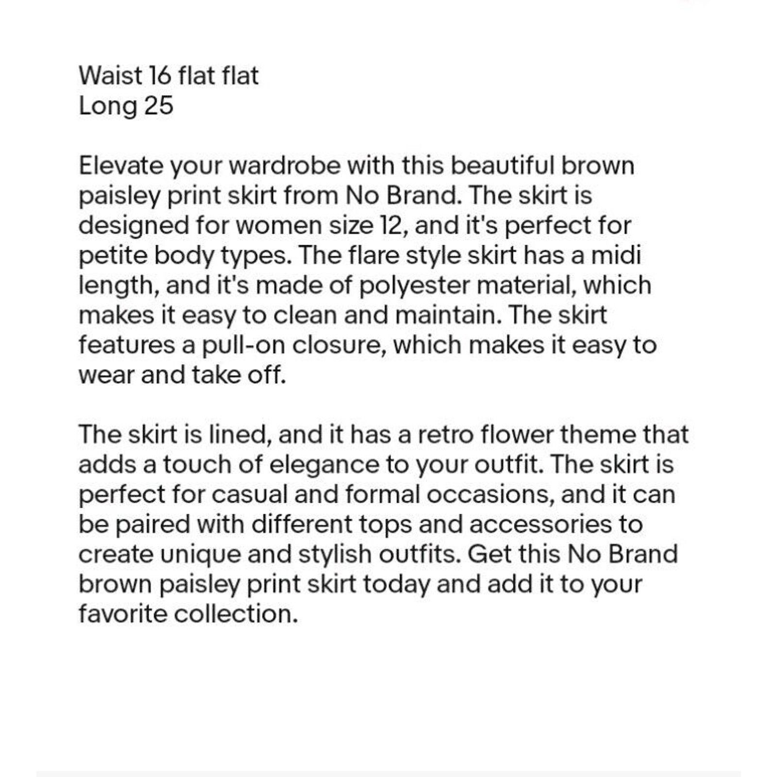 Other No Brand Size 12 Petite Midi Brown Paisley Print Skirt Size 34" / US 12 / IT 48 - 6 Thumbnail