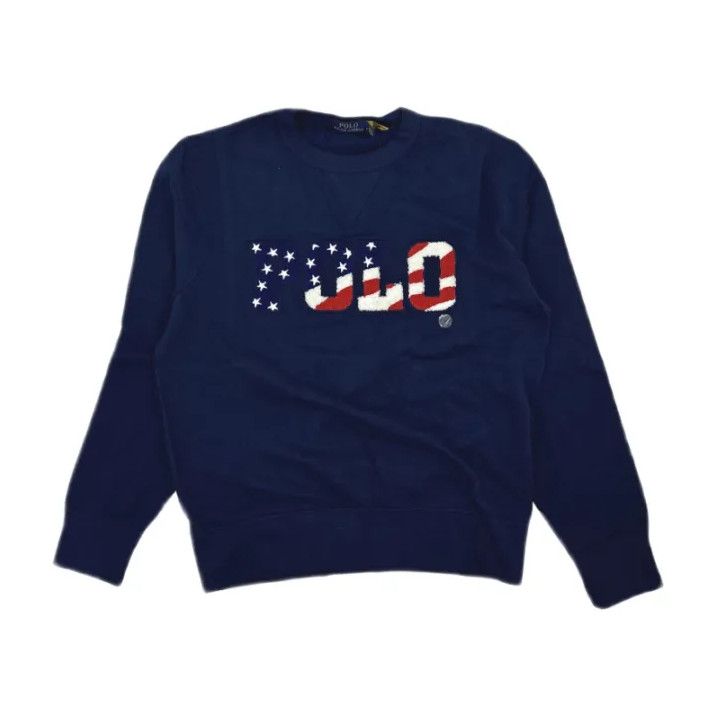 Polo Ralph Lauren Polo Ralph Lauren Navy Flag Logo Crewneck Sweatshirt Size US M / EU 48-50 / 2 - 1 Thumbnail