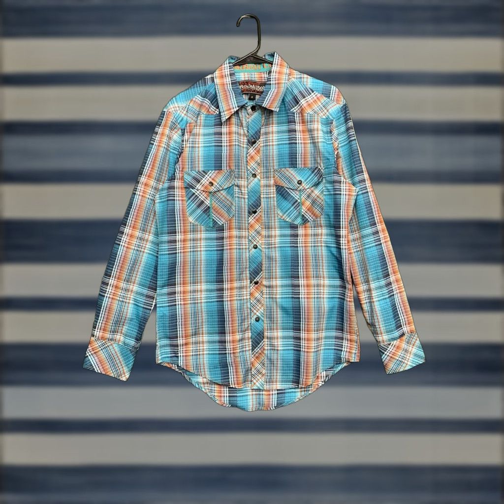 Vintage Rock & Roll Cowboy Shirt Mens Small Blue Plaid Pearl Snap All Over Western 90s Size US S / EU 44-46 / 1 - 1 Thumbnail