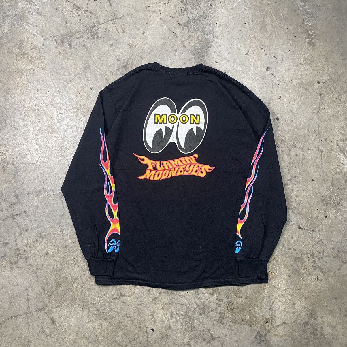 Vintage Rare y2k Moon Eyes Flames Flamin Mooneyes Longsleeve Size US L / EU 52-54 / 3 - 1 Thumbnail