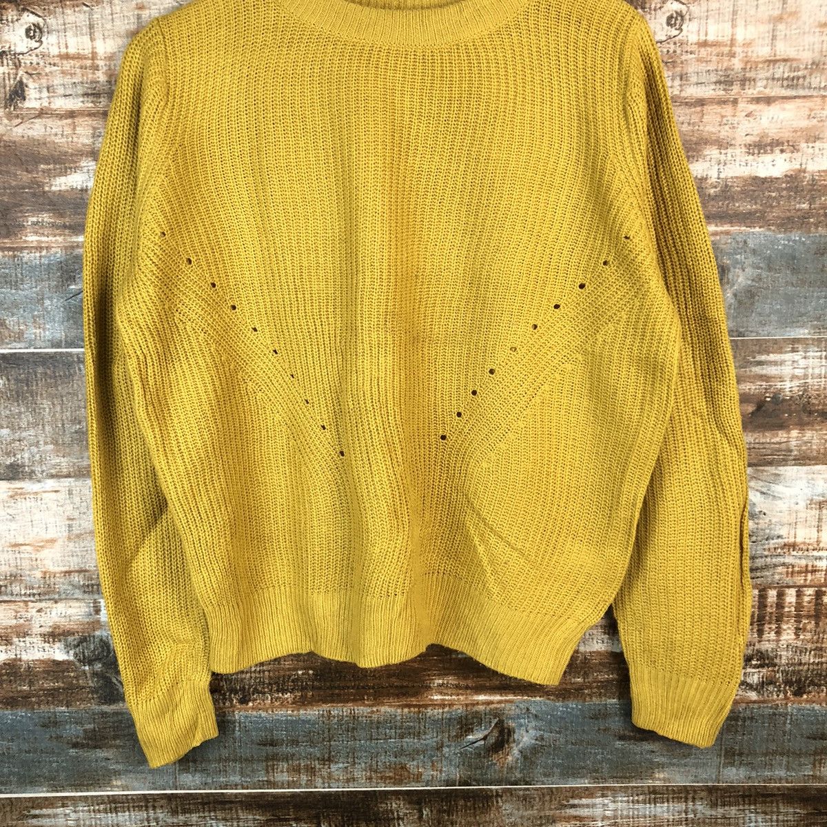 GU × Homespun Knitwear GU japan art Mustard plain sweatshirt Knitwear #A1503 Size M / US 6-8 / IT 42-44 - 3 Thumbnail