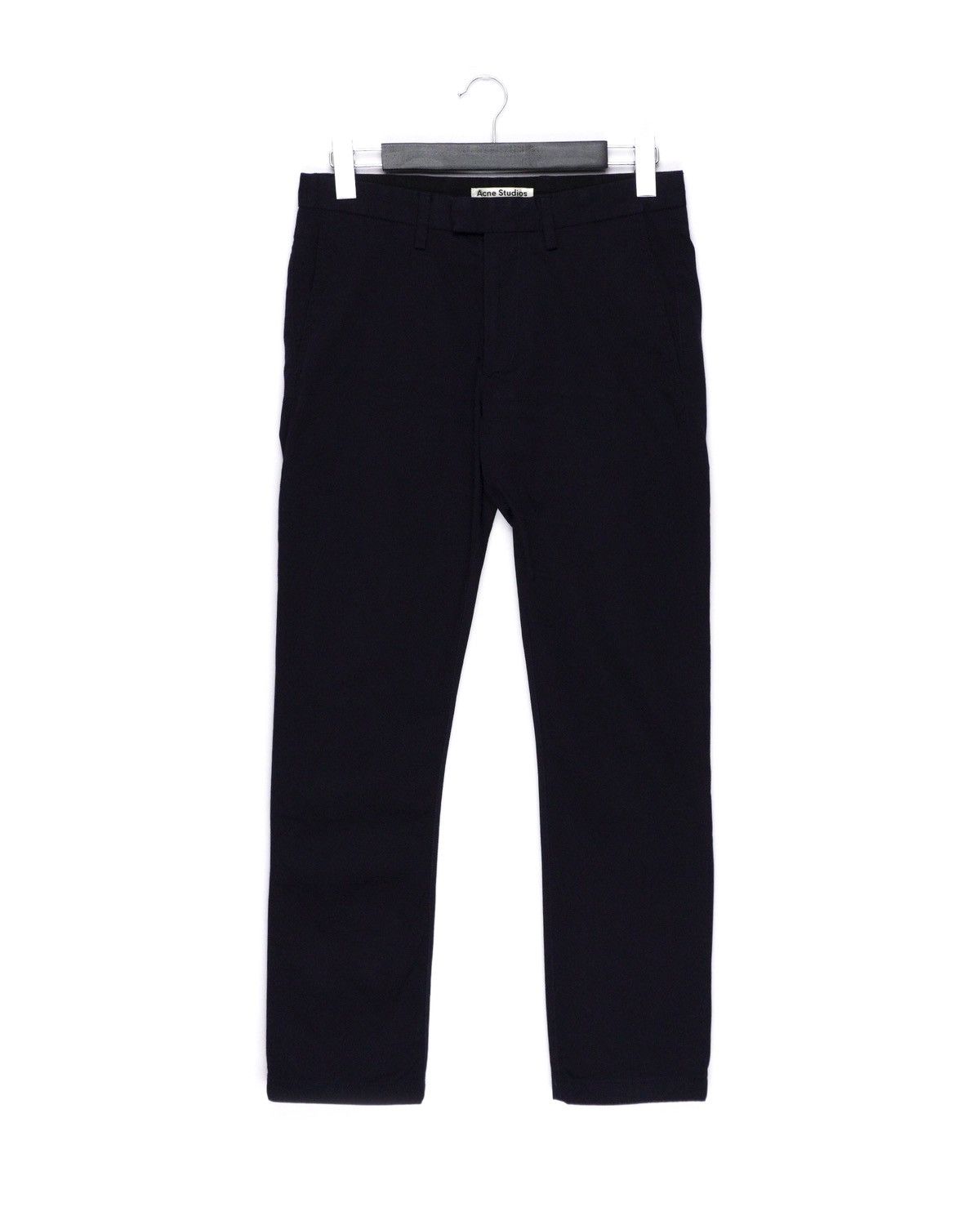 Image of Acne Studios Max Satin Navy Blue Chino Trouser Pants, Men's (Size 30)