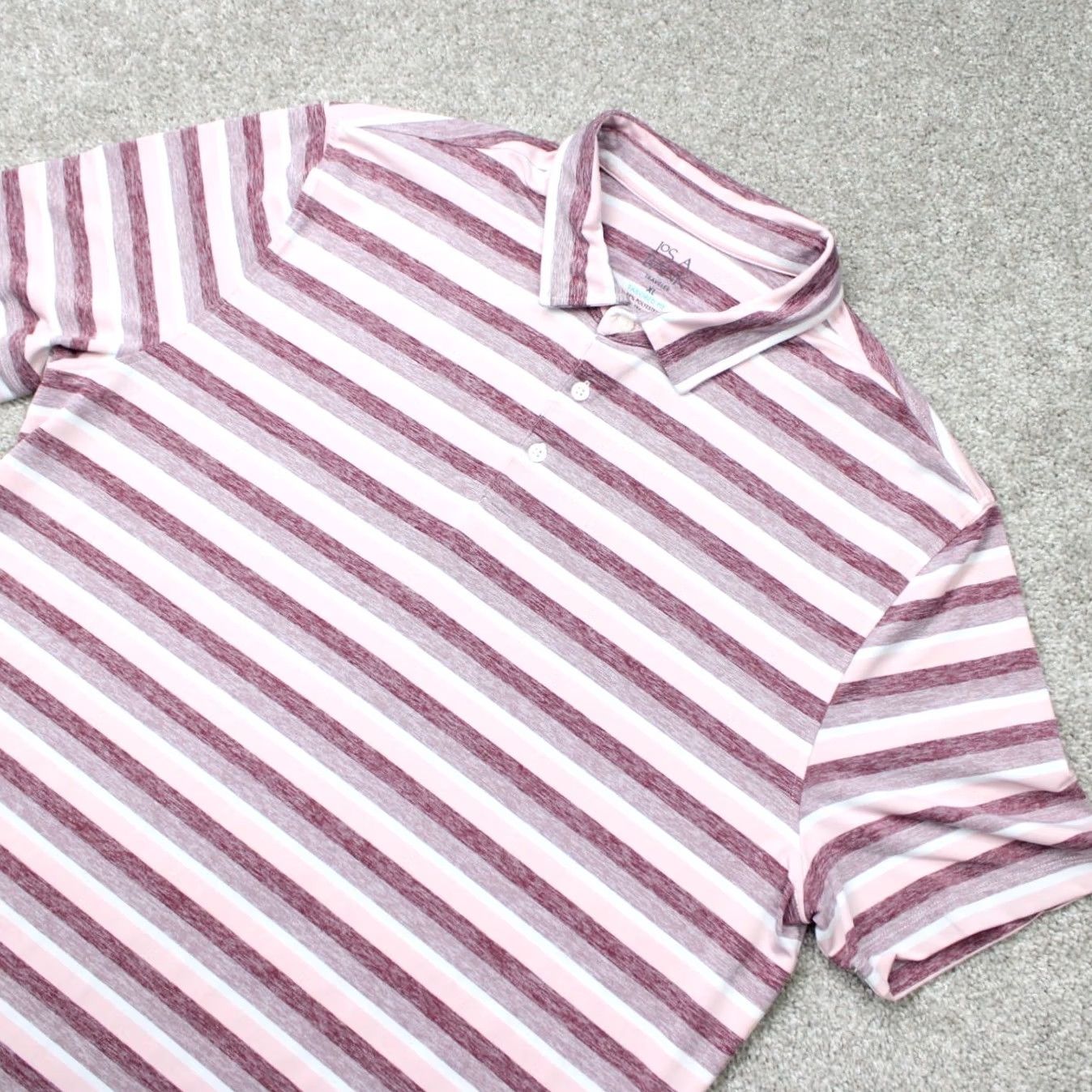 Jos. A. Bank Jos. A. Bank Polo Shirt Mens XL Pink Striped Traveler Tailored Fit Short Sleeve Size US XL / EU 56 / 4 - 3 Thumbnail