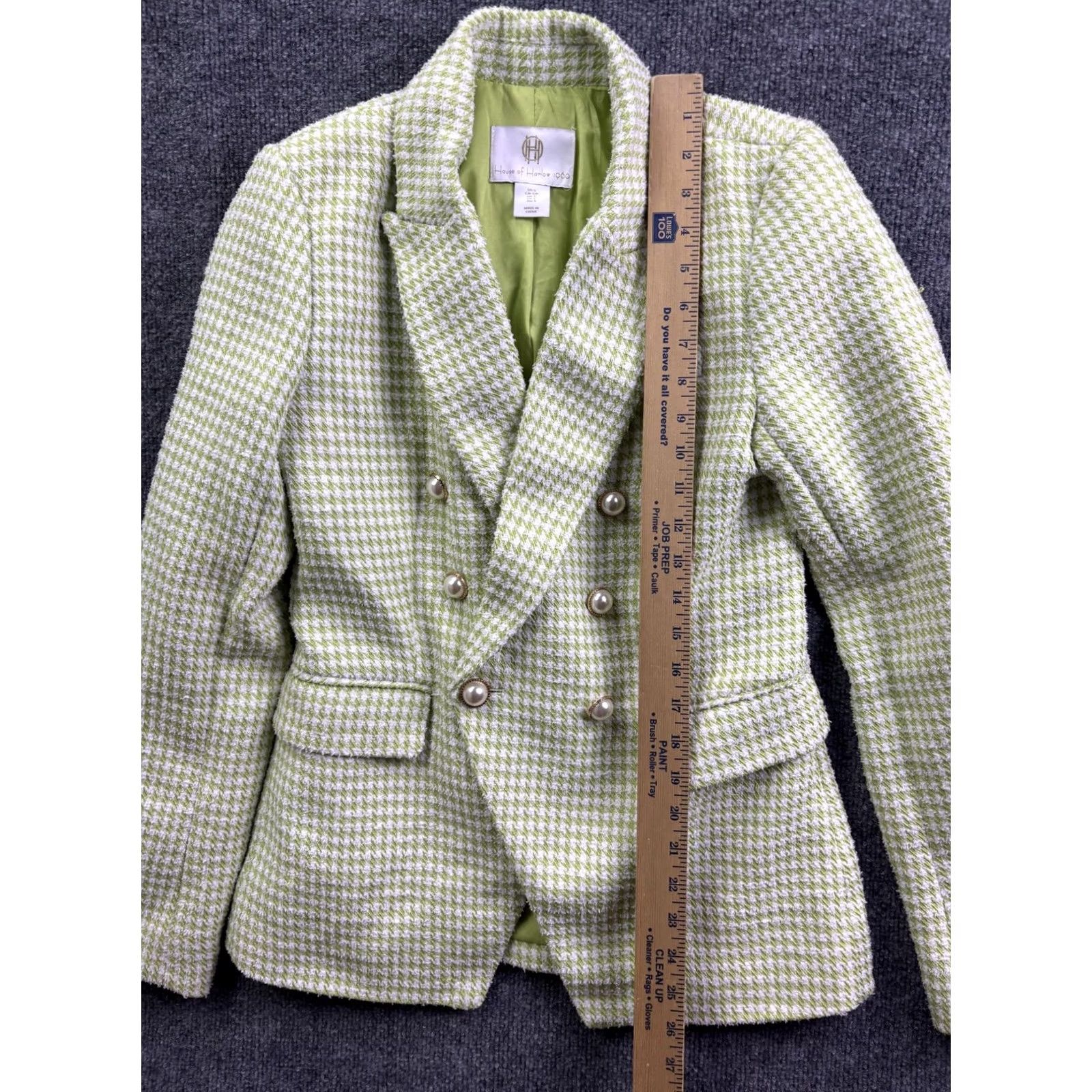 Vintage VINTAGE House of Harlow 1960 Blazer Womens Small Green Tweed Double Breasted Check Size S / US 4 / IT 40 - 3 Thumbnail