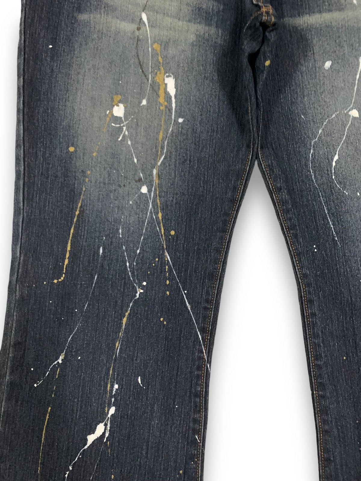 Japanese Brand Japanese Brand Blue Wash Painted Splatter Flare Grunge Jeans Size US 36 / EU 52 - 6 Thumbnail