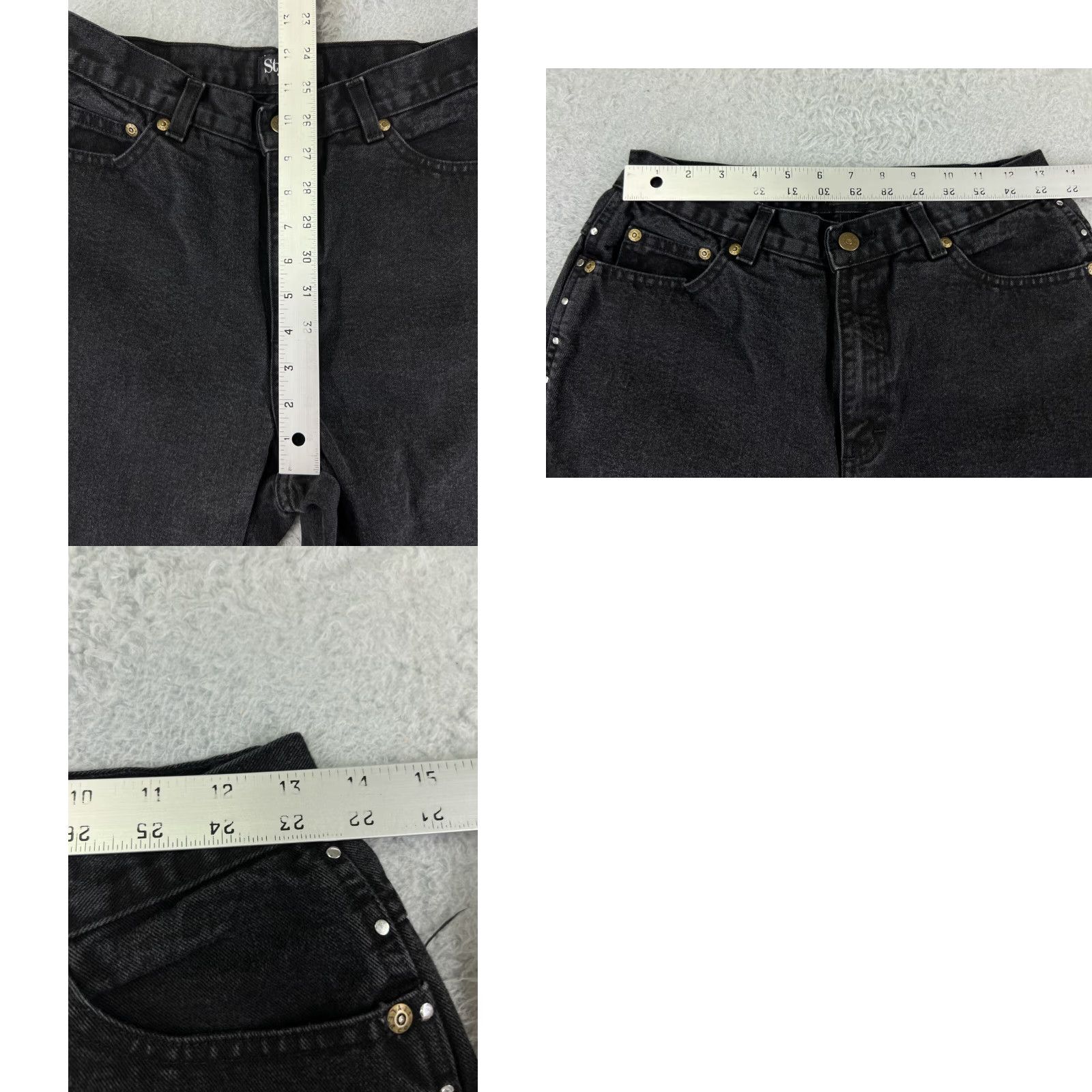 Vintage Style&co. Jeans Womens 10P Black Denim Straight Leg 100% Cotton Studded 5-Pocket Design Size 32" / US 10 / IT 46 - 9 Thumbnail