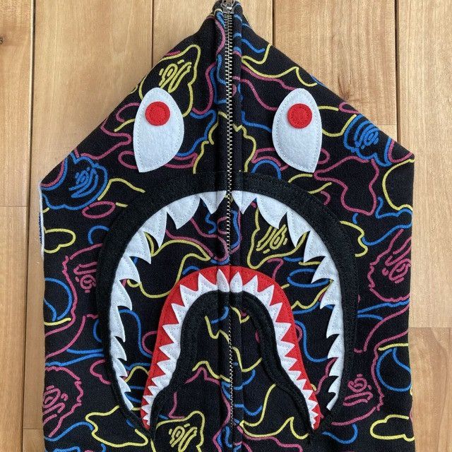 Bape BAPE Neon Camo Shark Full Zip Hoodie a bathing ape Size US M / EU 48-50 / 2 - 5 Thumbnail