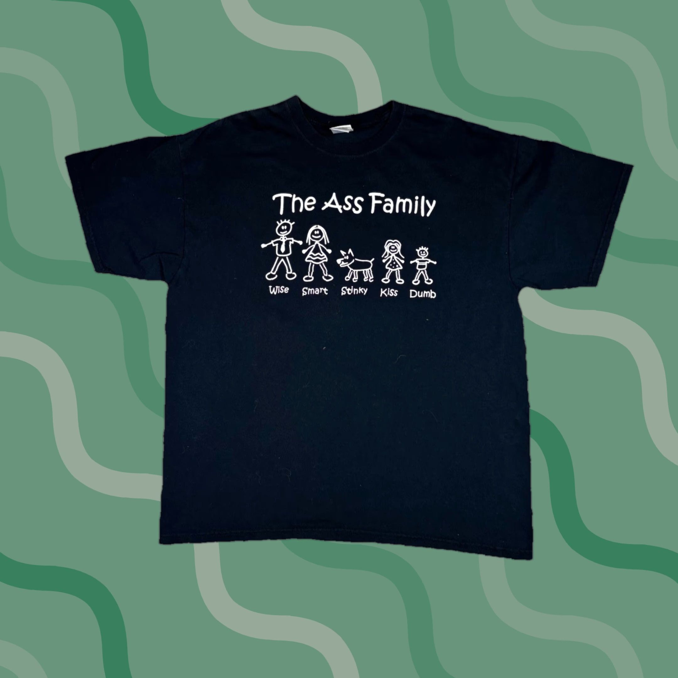 Vintage VINTAGE The Ass Family T Shirt Funny Graphic XL Black Mens XL T-Shirt Graphic Print Crew Neck Short Sleeve History: Y2K Size US XL / EU 56 / 4 - 1 Thumbnail
