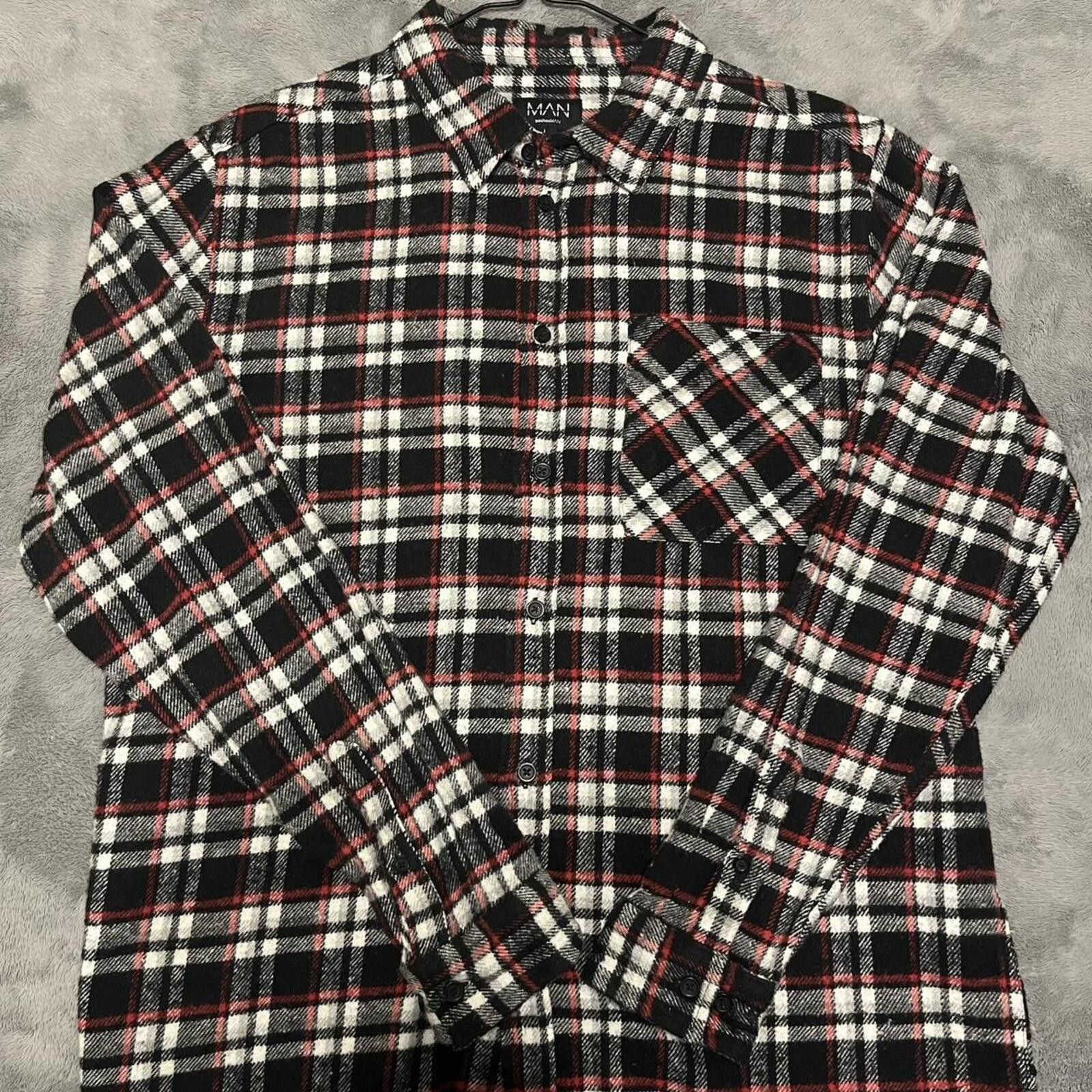 Boohoo Large Boohoo Man Black & Red Flannel Long Sleeve Shirt Size US L / EU 52-54 / 3 - 1 Thumbnail