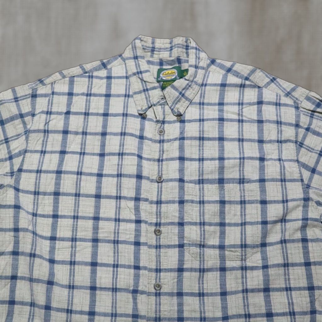 Vintage Cabela's Shirt Button-Up Striped Brown Cotton Knit Short Sleeve Casual Mens XL Size US XL / EU 56 / 4 - 1 Thumbnail
