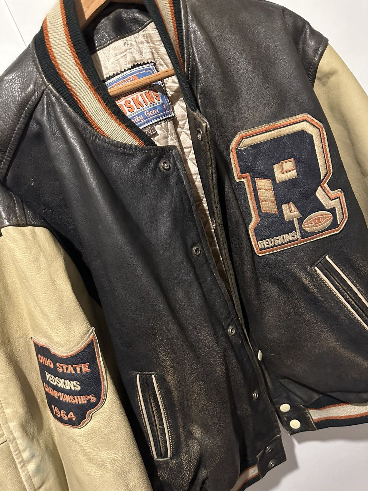 Redskins Leather Jacket Size L Lederjacke Vintage Retro