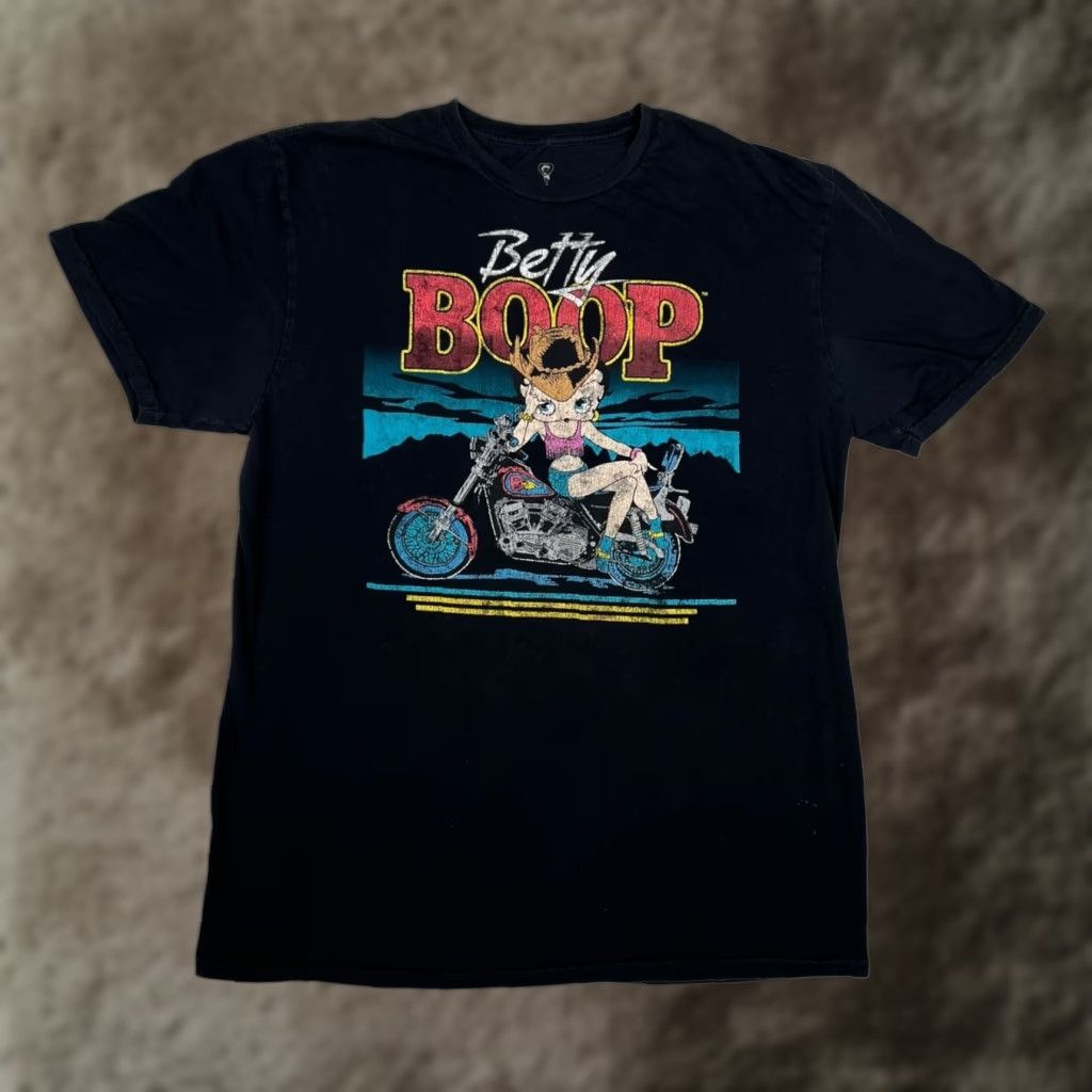 Etro Betty Boop T-Shirt Black Size Large Graphic Print Crew Neck Short Sleeve Unisex Adults Motorcycle Biker Vintage Tru-Classic Size US M / EU 48-50 / 2 - 1 Thumbnail