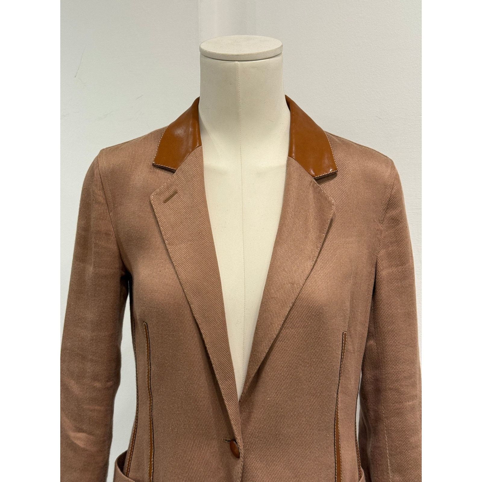 Hermes 1990s Hermès leather collar blazer Size M / US 6-8 / IT 42-44 - 3 Thumbnail