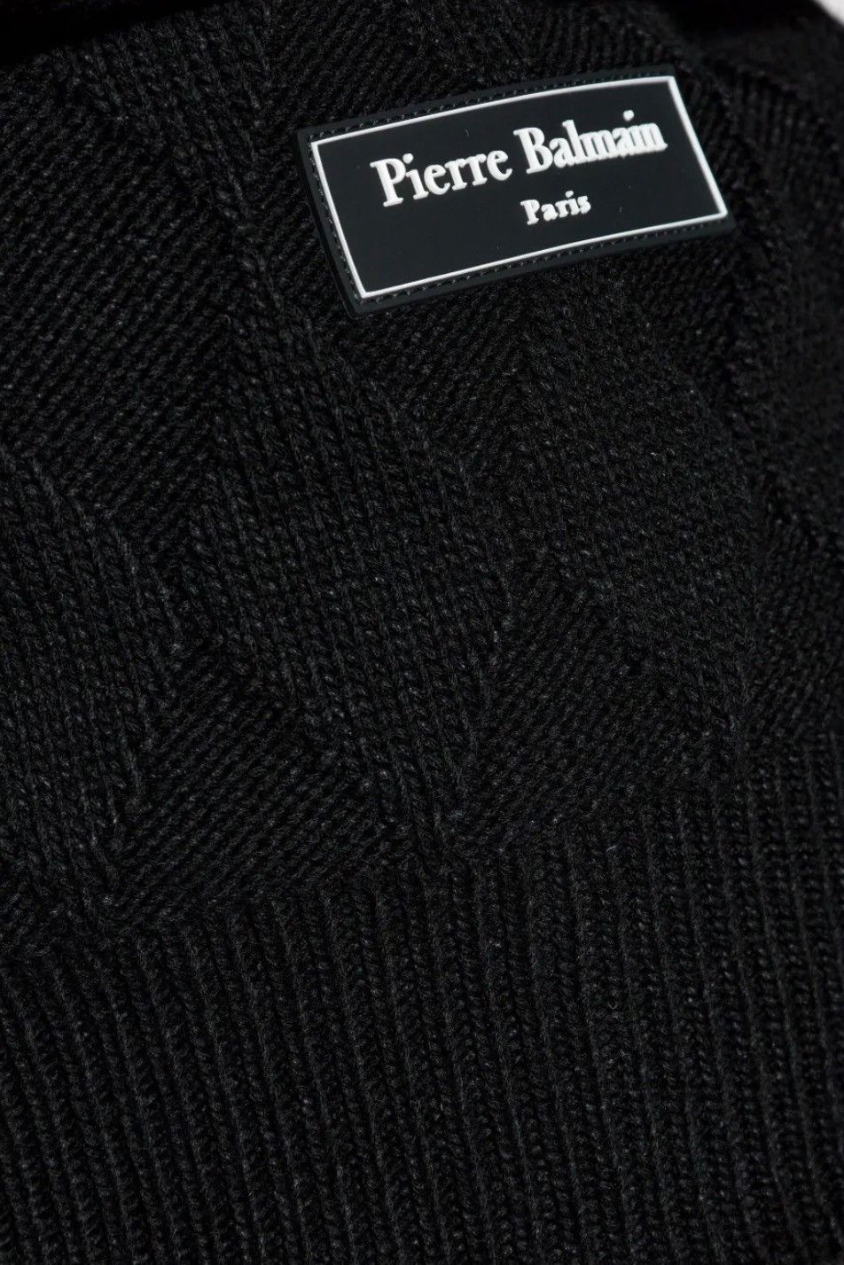 Balmain o1mt1gz0126 Chunky Diamond Jacquard Sweater in Black Size US L / EU 52-54 / 3 - 2 Thumbnail