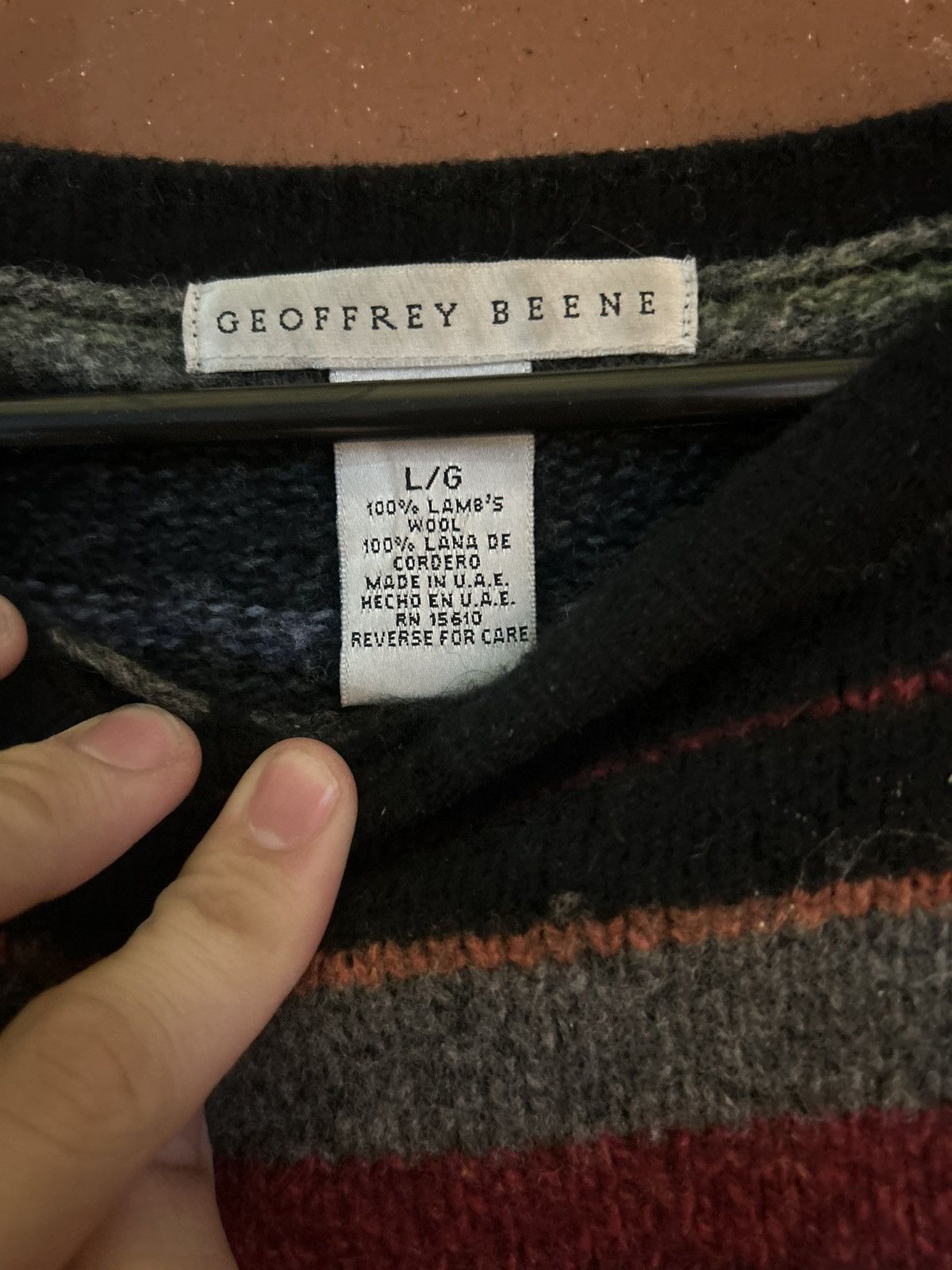 Geoffrey B. Small × Vintage Vintage Thrashed 100% Lambswool Sweater Size US L / EU 52-54 / 3 - 3 Thumbnail